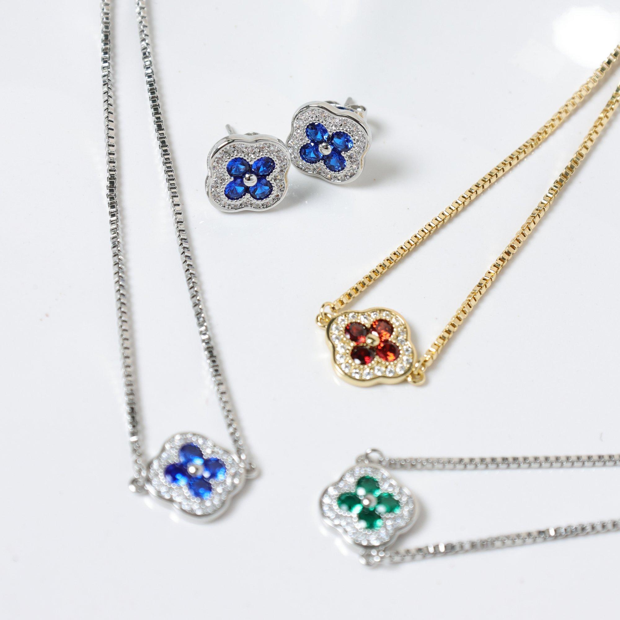 Gold - Jon Richard - 14K Gold Plated and Ruby Clover Toggle Bracelet - 3