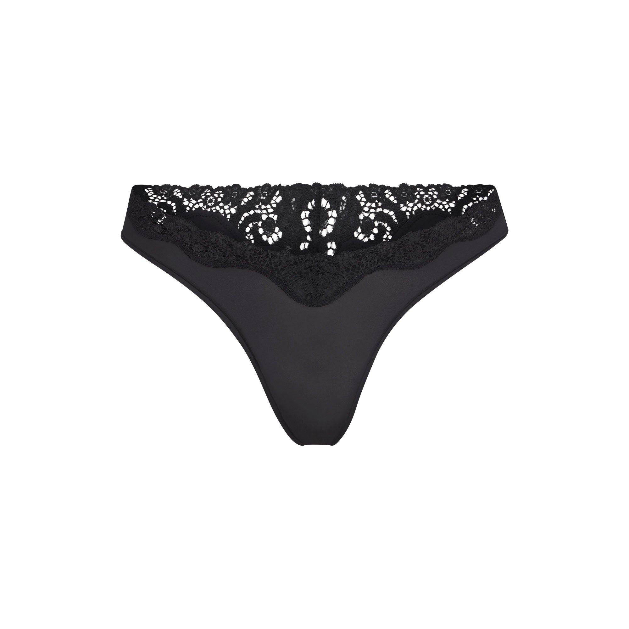Onyx - SKIMS - Womens Fits Everybody Lace Dipped Thong - 1