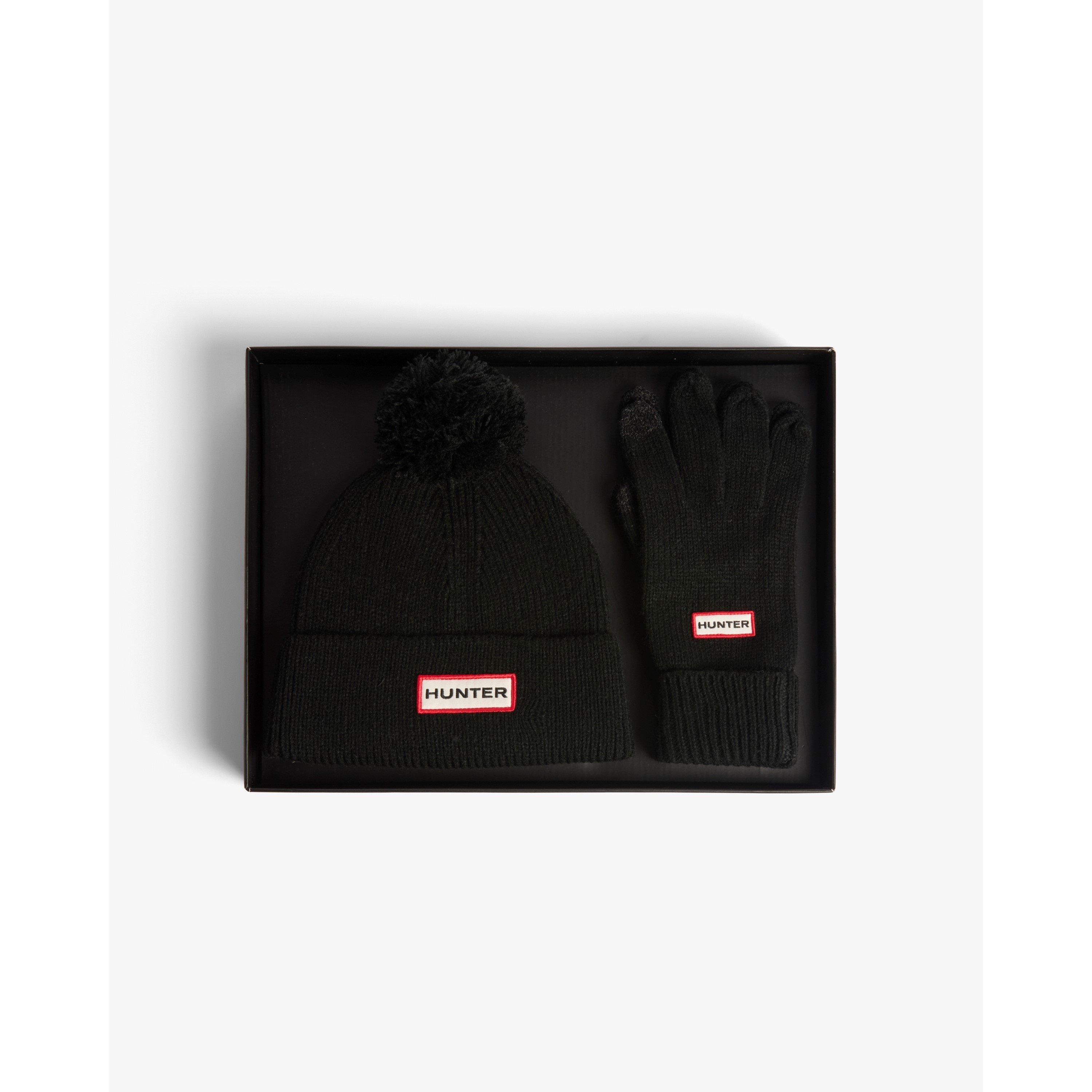 Black - Hunter - Women's Pom Pom Hat and Glove Set - 1