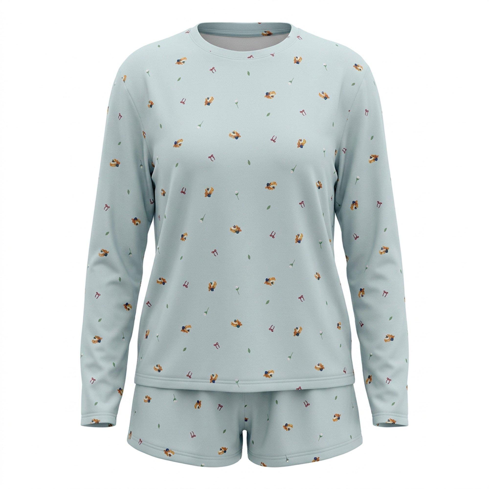 Blå Ditsy - Linea - Linea LS T/Short Set Ld64 - 1