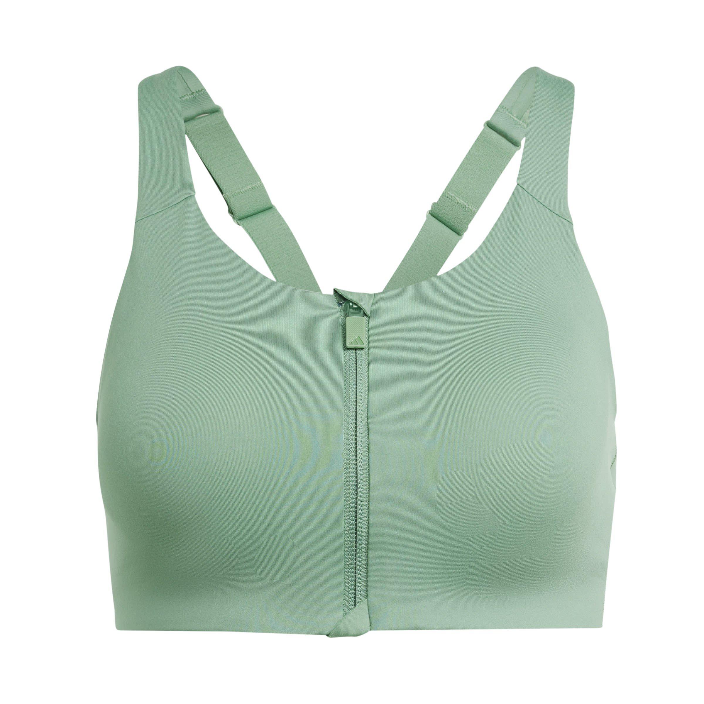 Adidas Women's Lux Zipped High Impact Sports Bra - Green - 32B