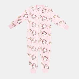Star Fleece Onesie Infant Girls Unicorn Print