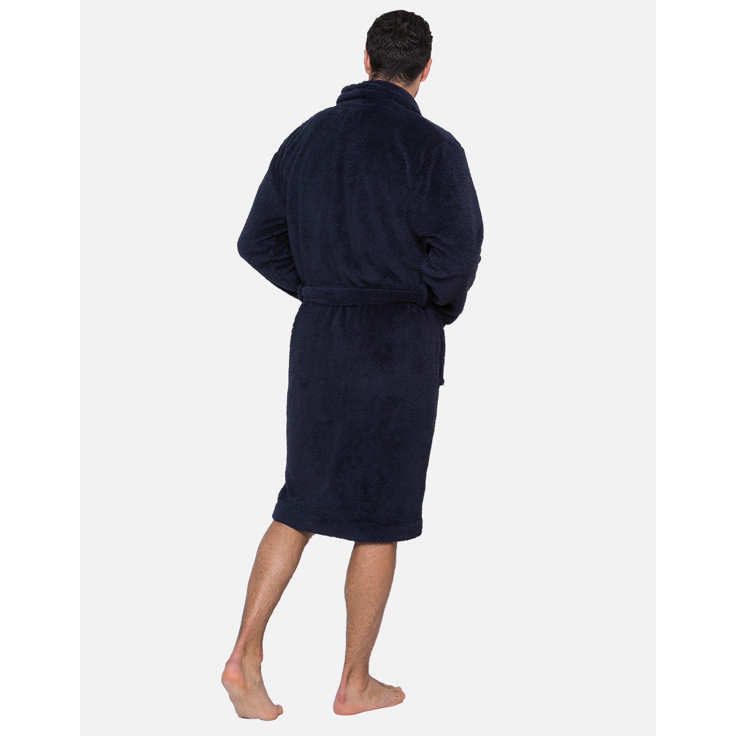 Navy - Threadbare - Men's Robert Fluffy Dressing Gown - 3