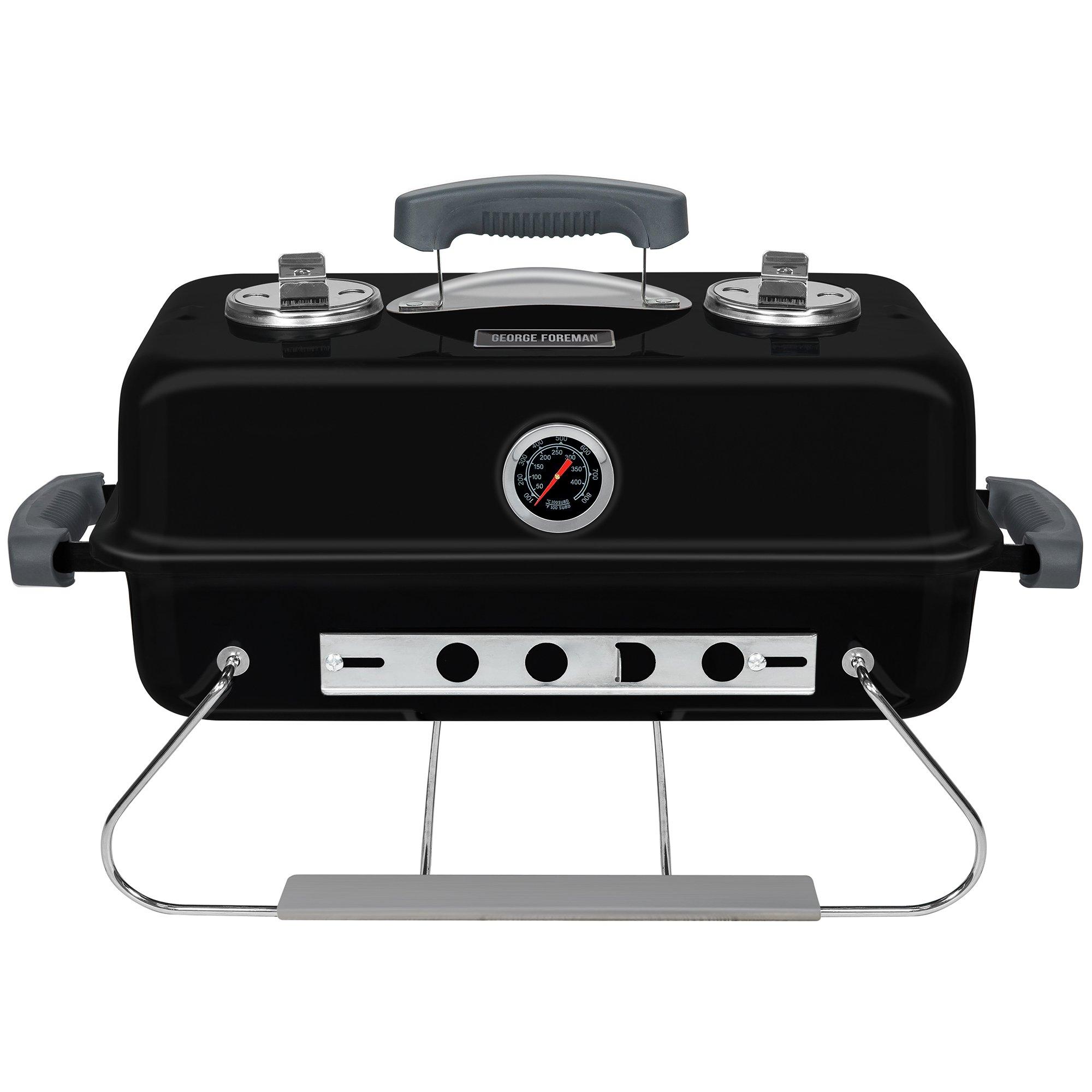 Black - George Foreman - GFPTBBQ1004B On-The-Go Portable Charcoal BBQ - 1