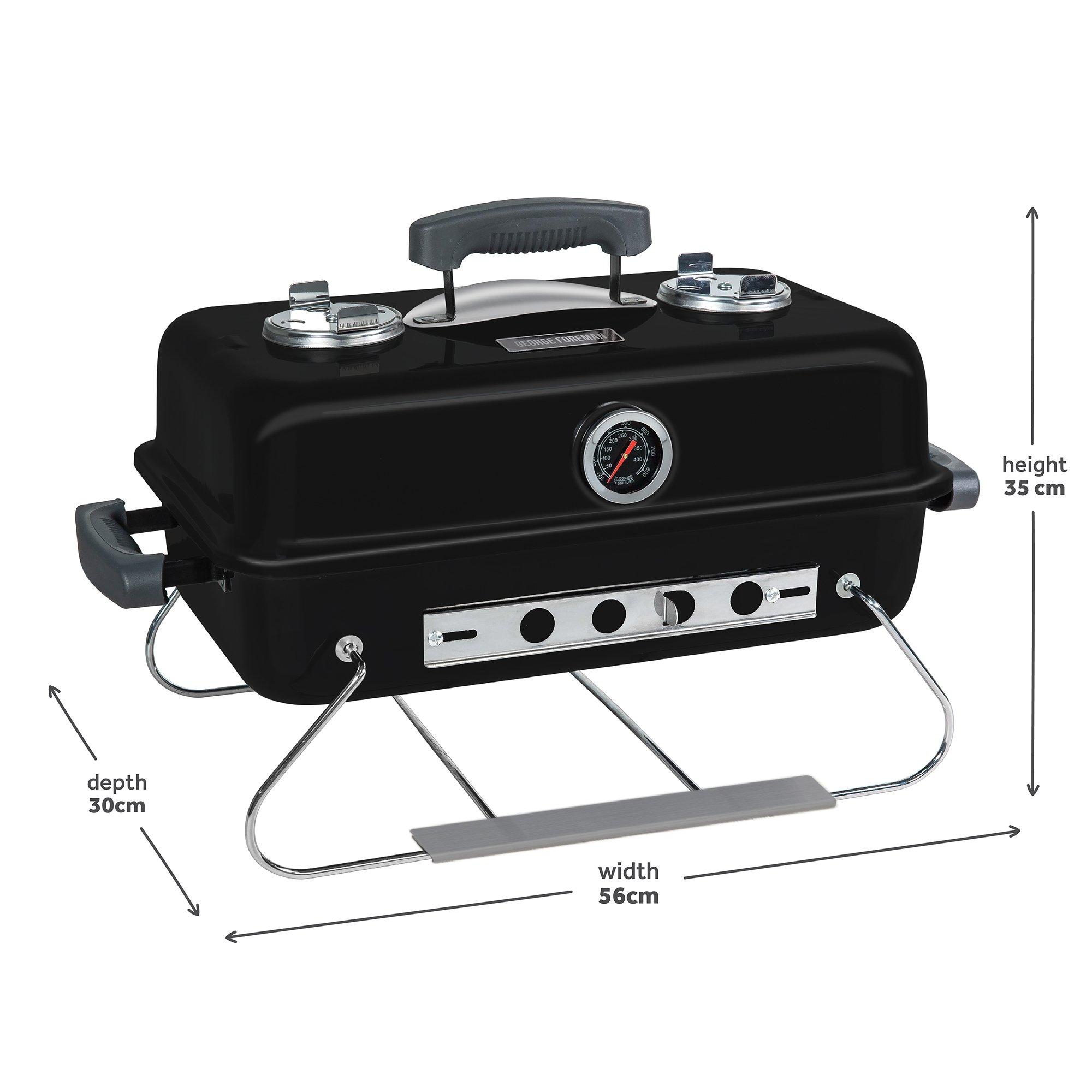 Black - George Foreman - GFPTBBQ1004B On-The-Go Portable Charcoal BBQ - 2