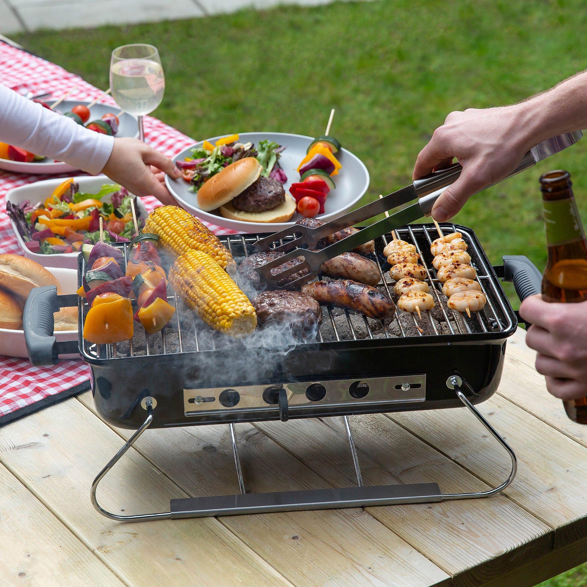 Black - George Foreman - GFPTBBQ1004B On-The-Go Portable Charcoal BBQ - 6