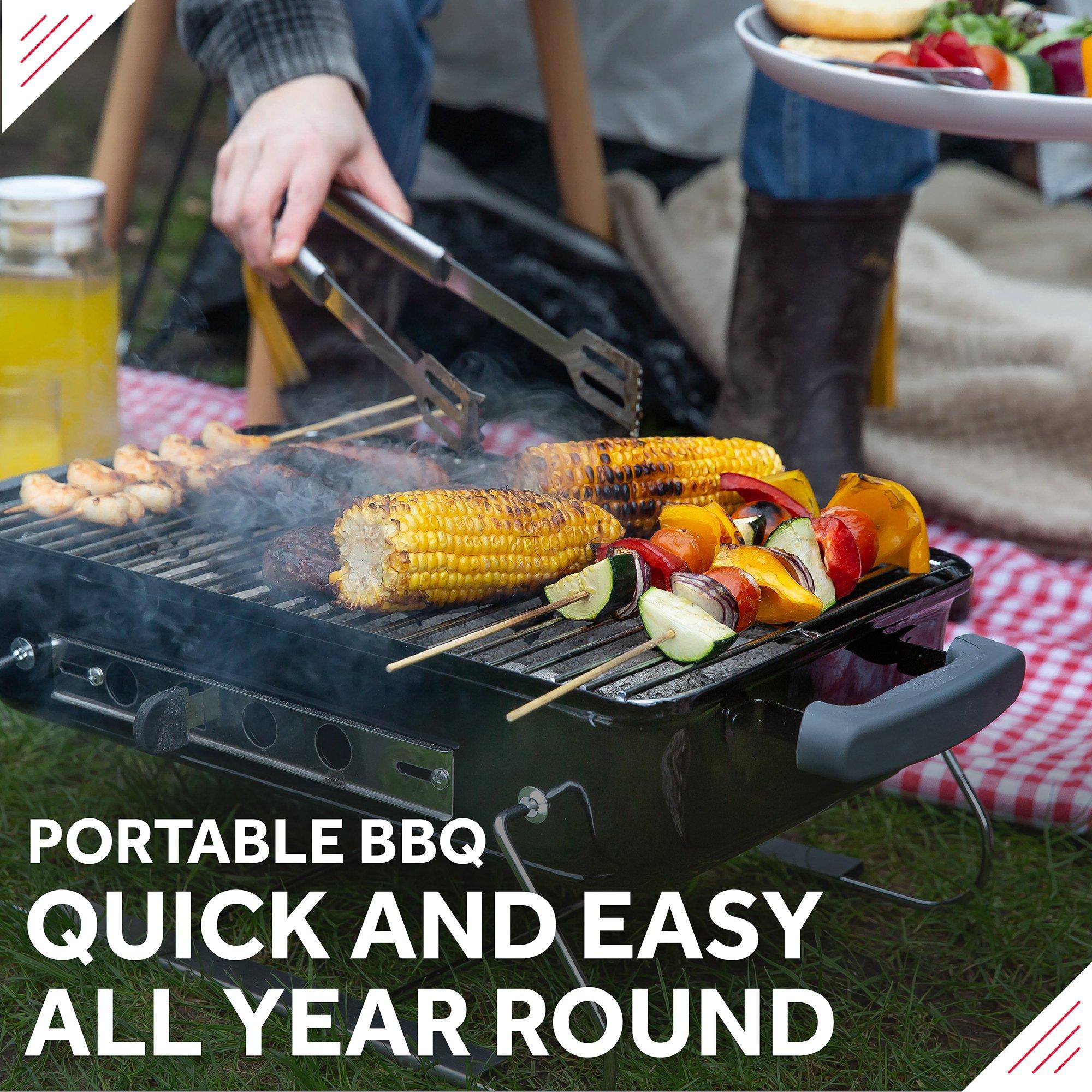 Black - George Foreman - GFPTBBQ1004B On-The-Go Portable Charcoal BBQ - 7