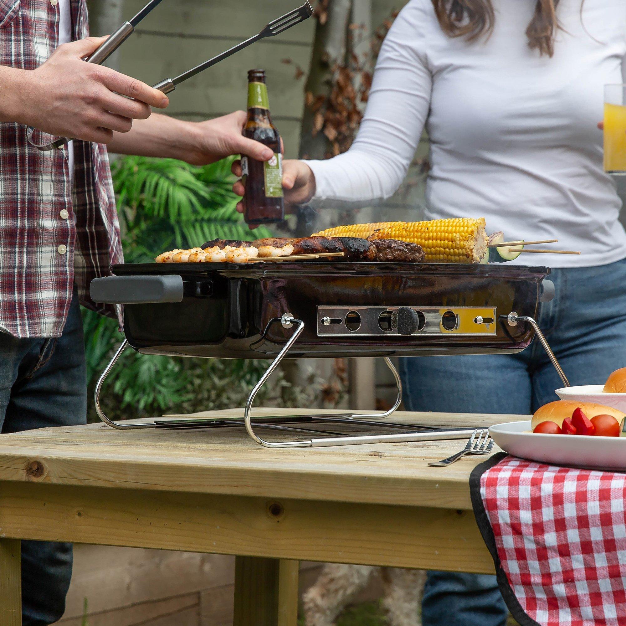Black - George Foreman - GFPTBBQ1004B On-The-Go Portable Charcoal BBQ - 8