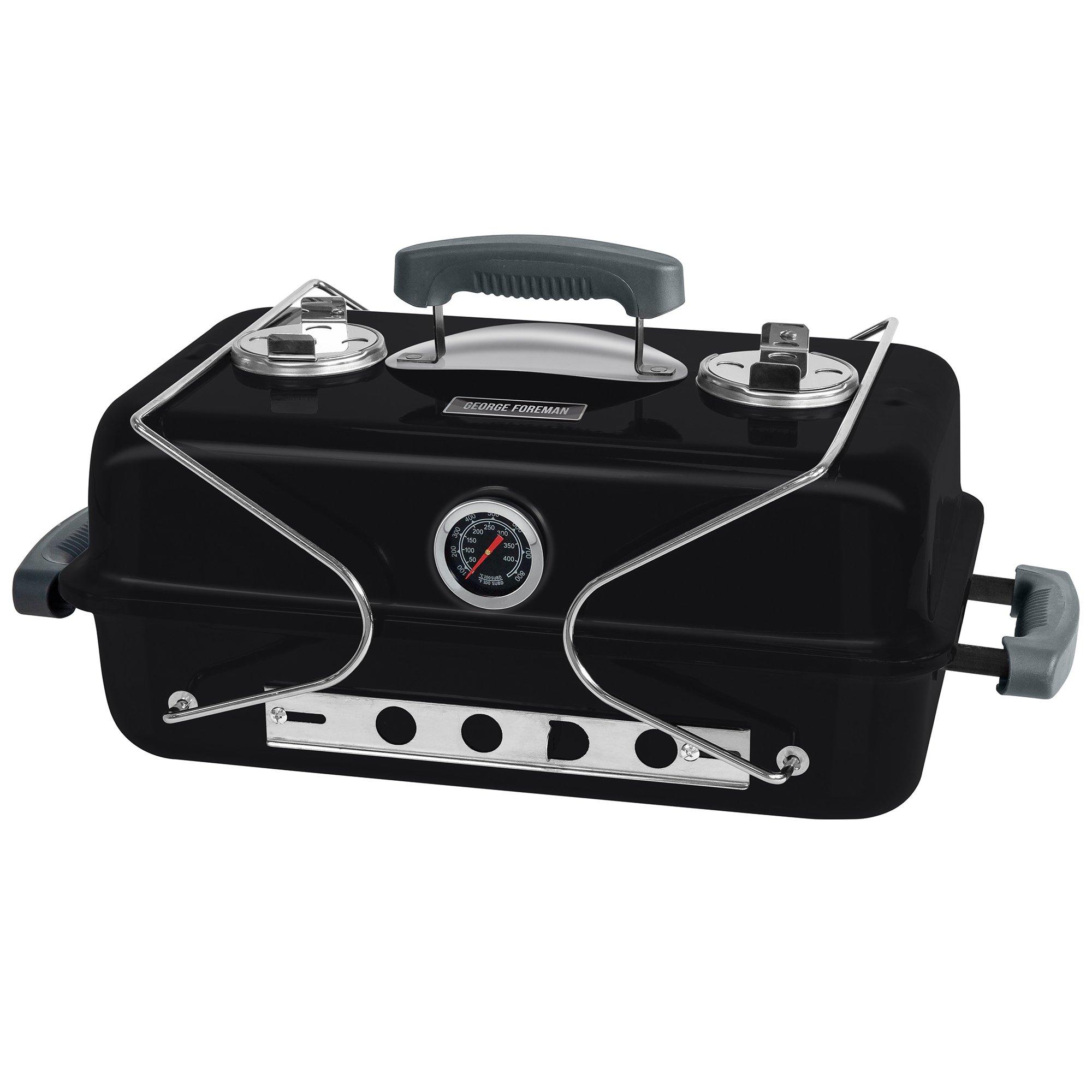 Black - George Foreman - GFPTBBQ1004B On-The-Go Portable Charcoal BBQ - 9