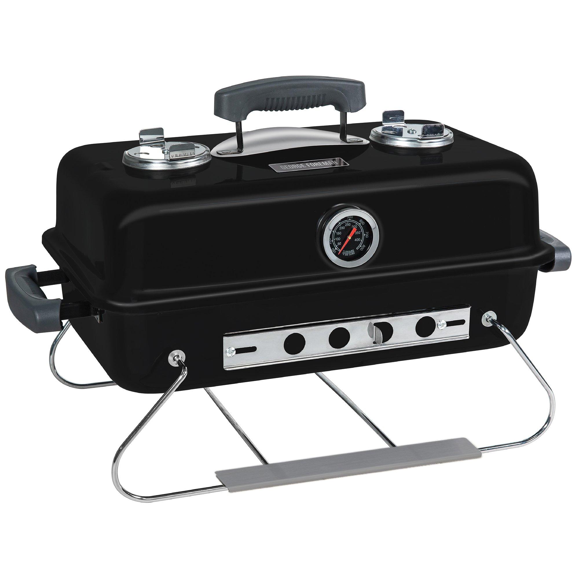 Black - George Foreman - GFPTBBQ1004B On-The-Go Portable Charcoal BBQ - 10