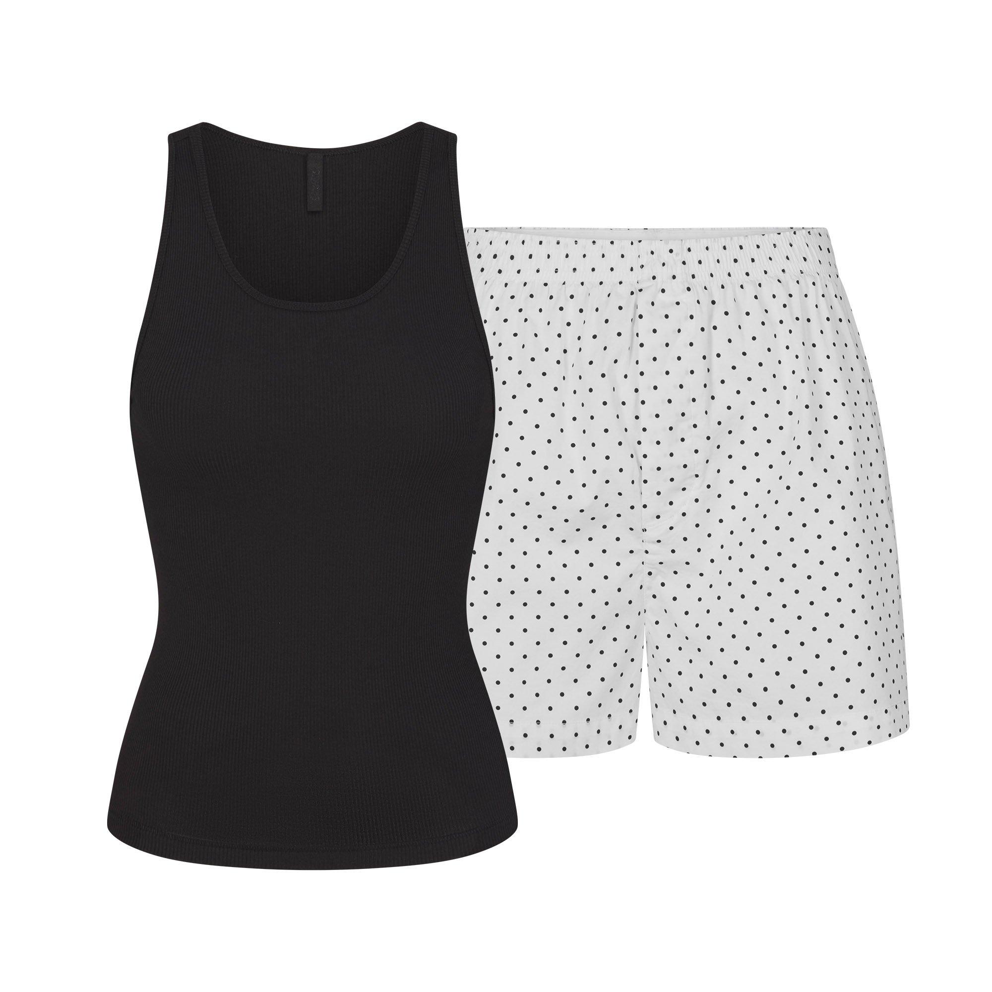 SKIMS Women's Tank Boxer Cami Pyjama Set - ONYX DOT - Size 14 (L)