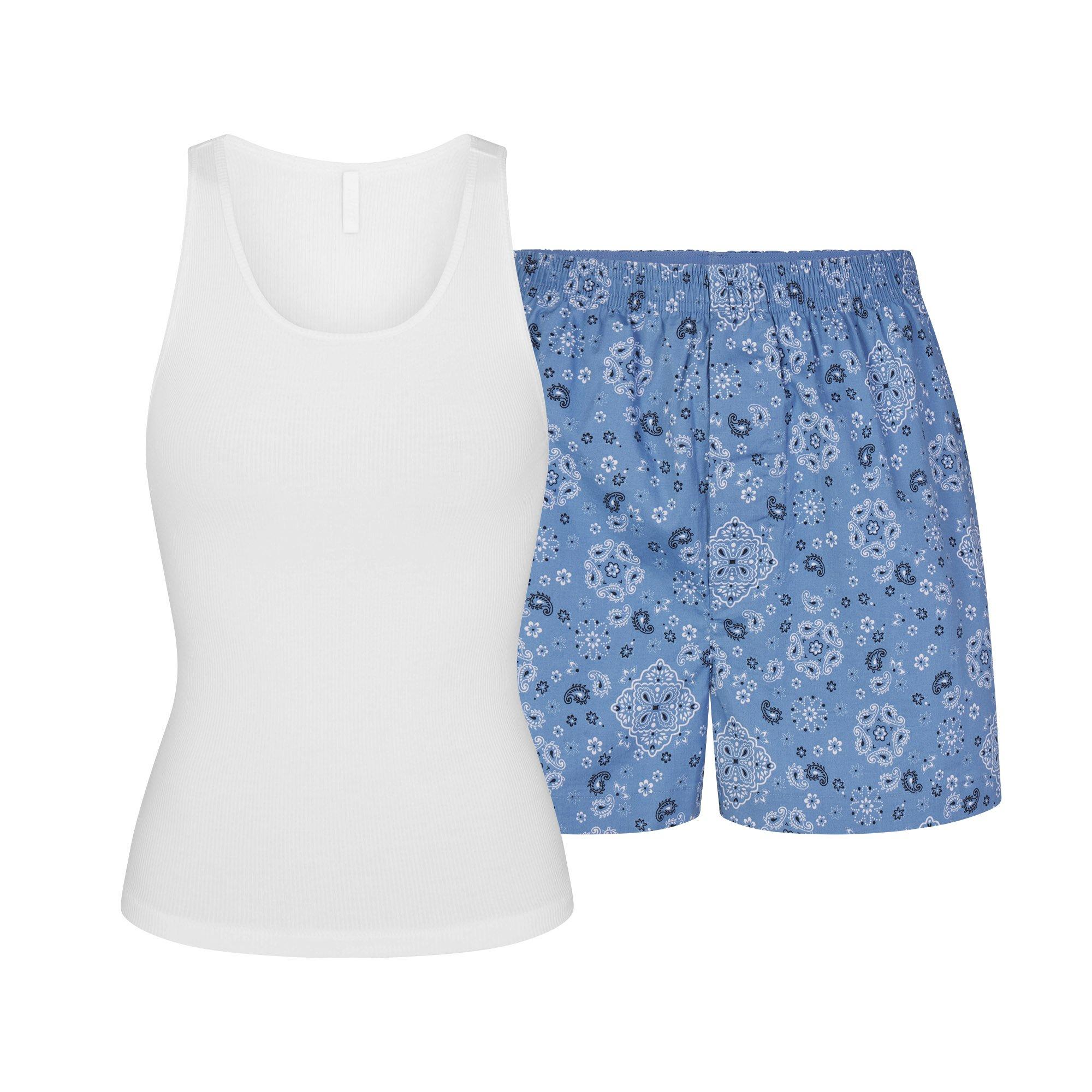 SKIMS Women's Tank Boxer Cami Pyjama Set - A SNOW BANDANA - Size 8 (XS)
