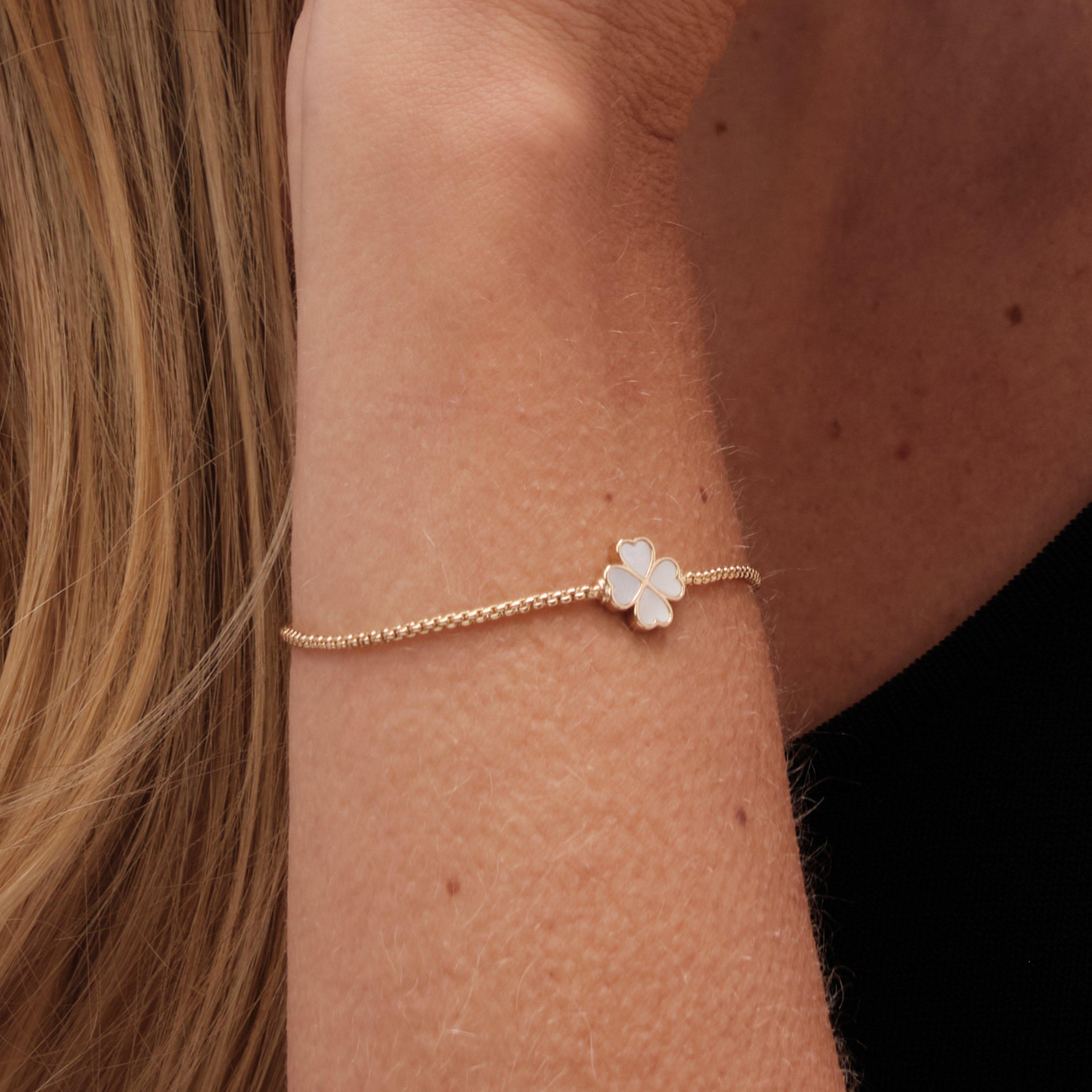 Gold - Jon Richard - Gold Plated MOP Heart Clover Toggle Bracelet - 5