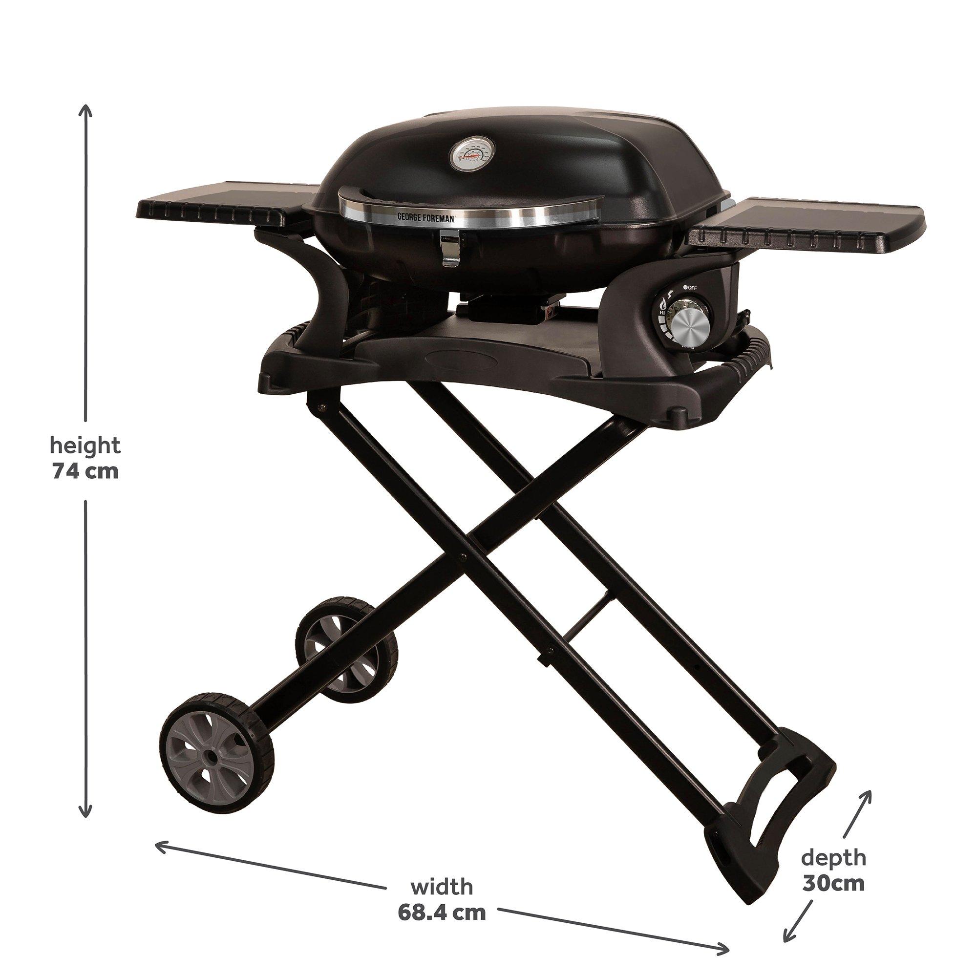 Black - George Foreman - GFSBBQ1TR Portable Gas BBQ 1 Burner - 2