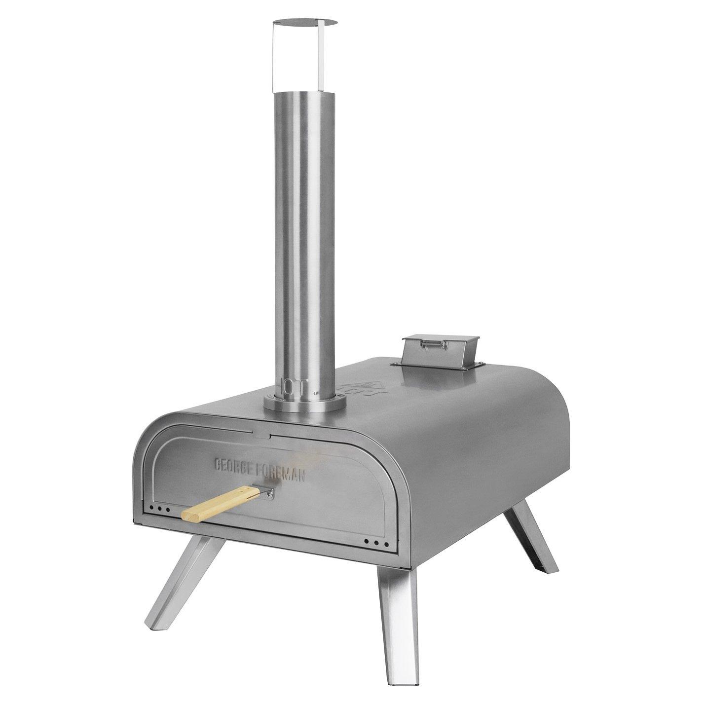 Stainless Steel - George Foreman - GFWPPO2SSPC 16'' Wood Pellet Pizza Oven - 10