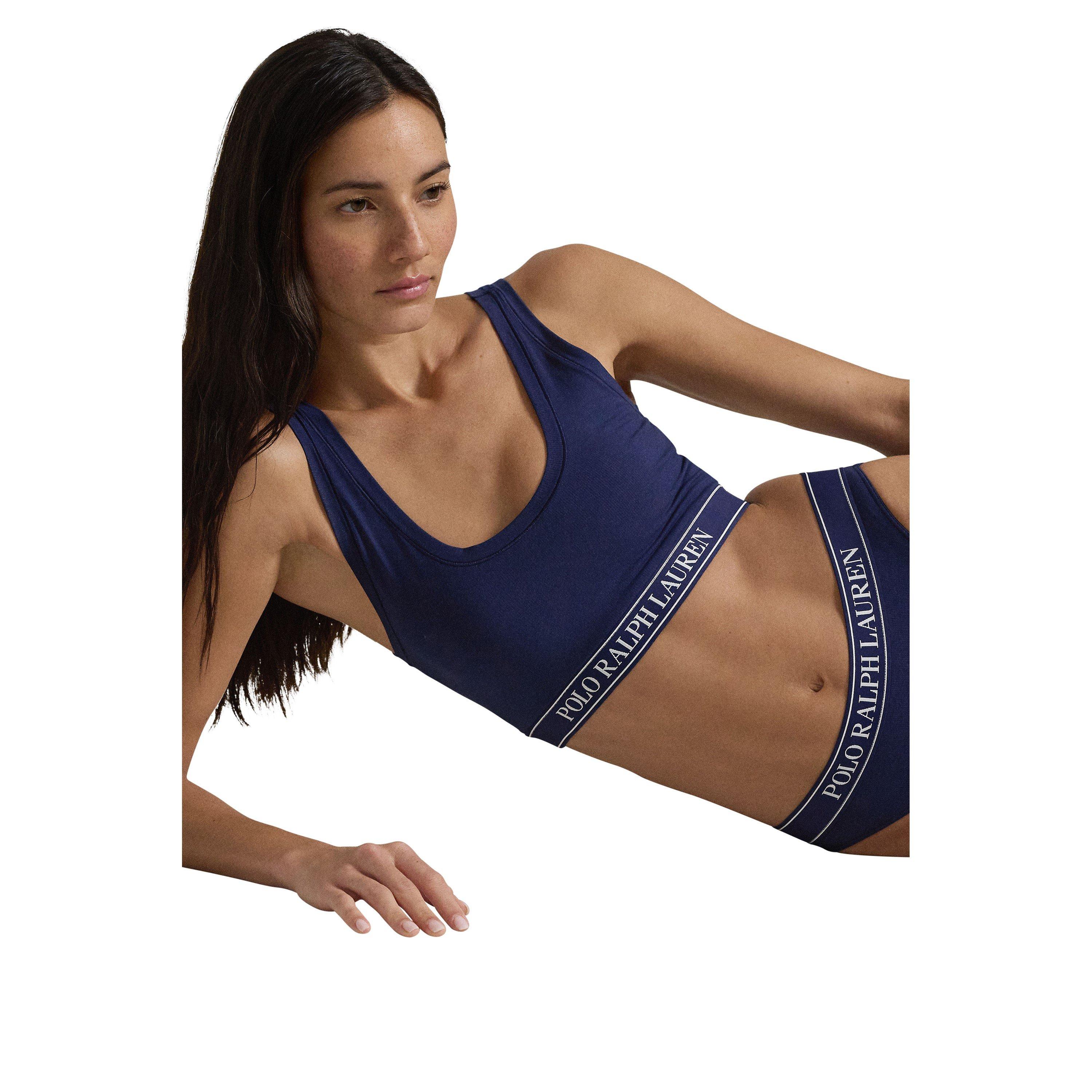 Navy - Polo Ralph Lauren - Women's Cotton Non-Wired Scoop Bralette - 3