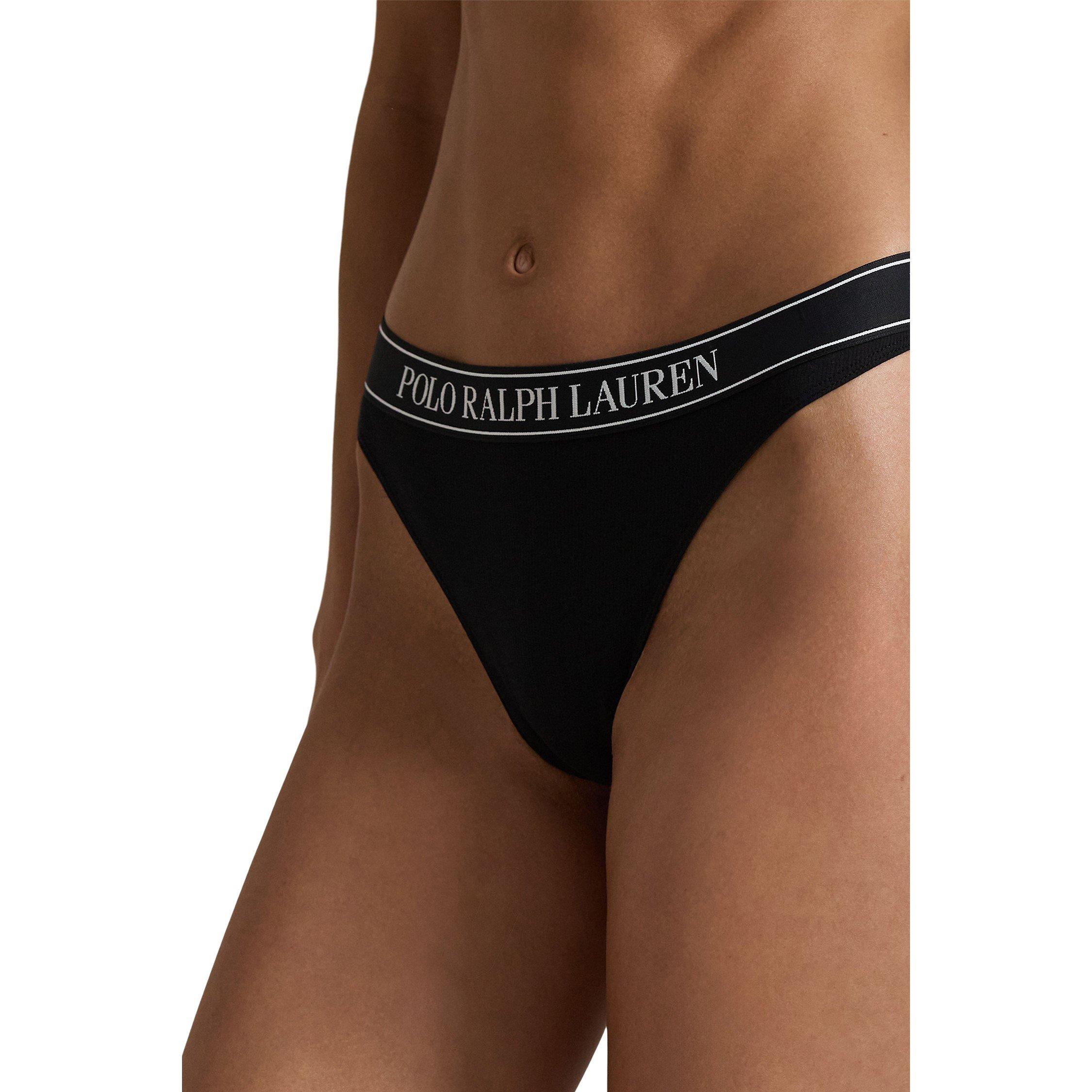 Black - Polo Ralph Lauren - Women's Mid-Rise Thong - 3