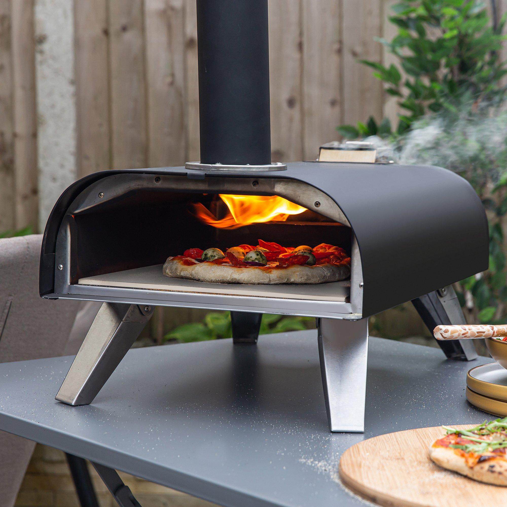 Black - Zanussi - ZPO1BPC Wood Pellet Pizza Oven with Paddle & Cover - 6