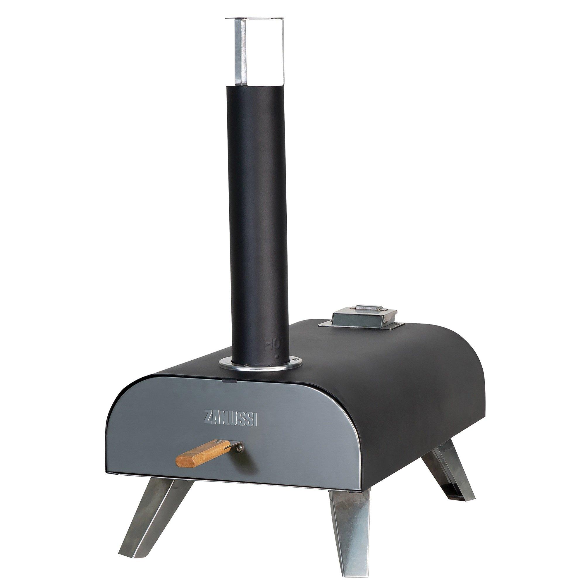 Black - Zanussi - ZPO1BPC Wood Pellet Pizza Oven with Paddle & Cover - 9