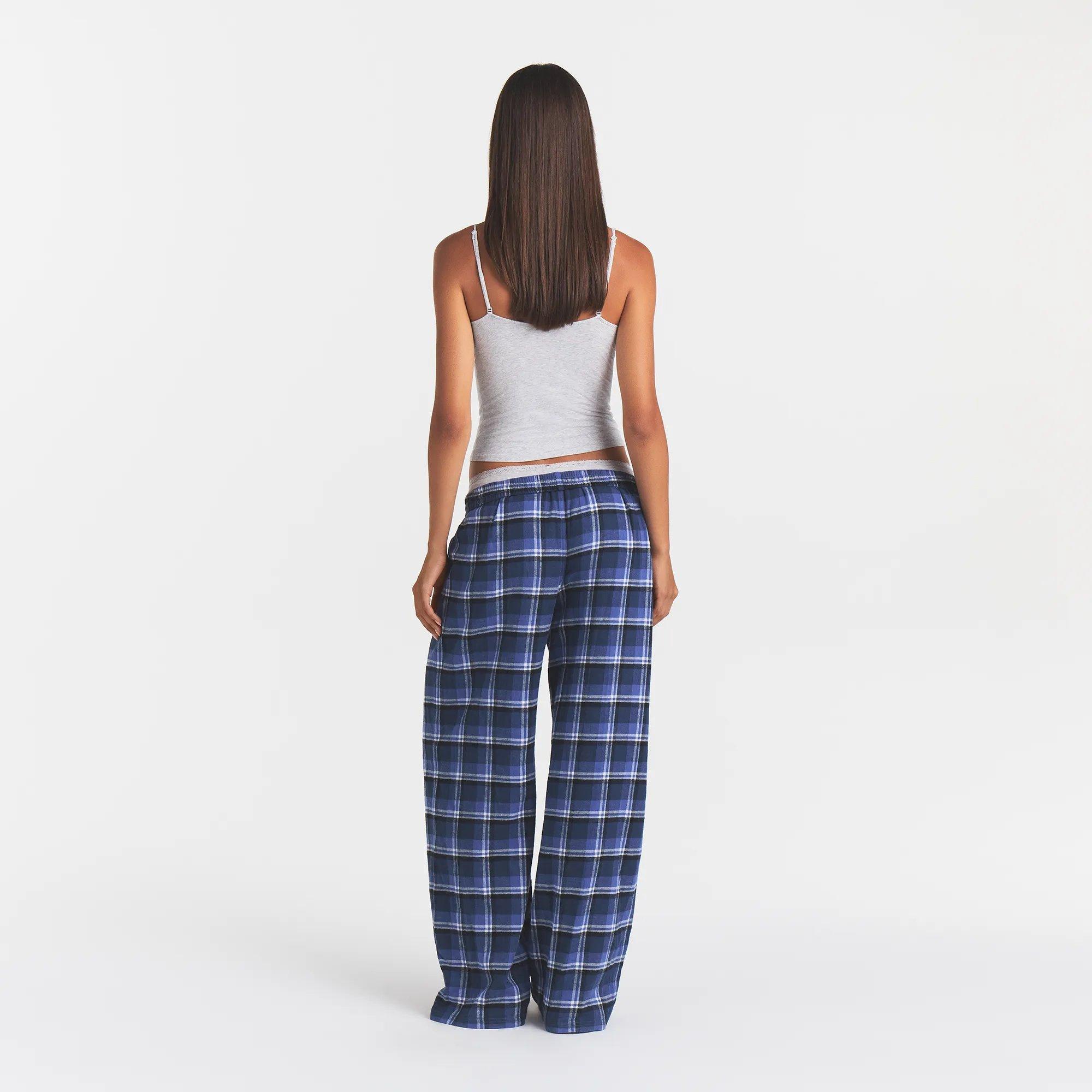 Indigo Plaid - SKIMS - Women's Flannel Cotton Pyjama Trousers - 3