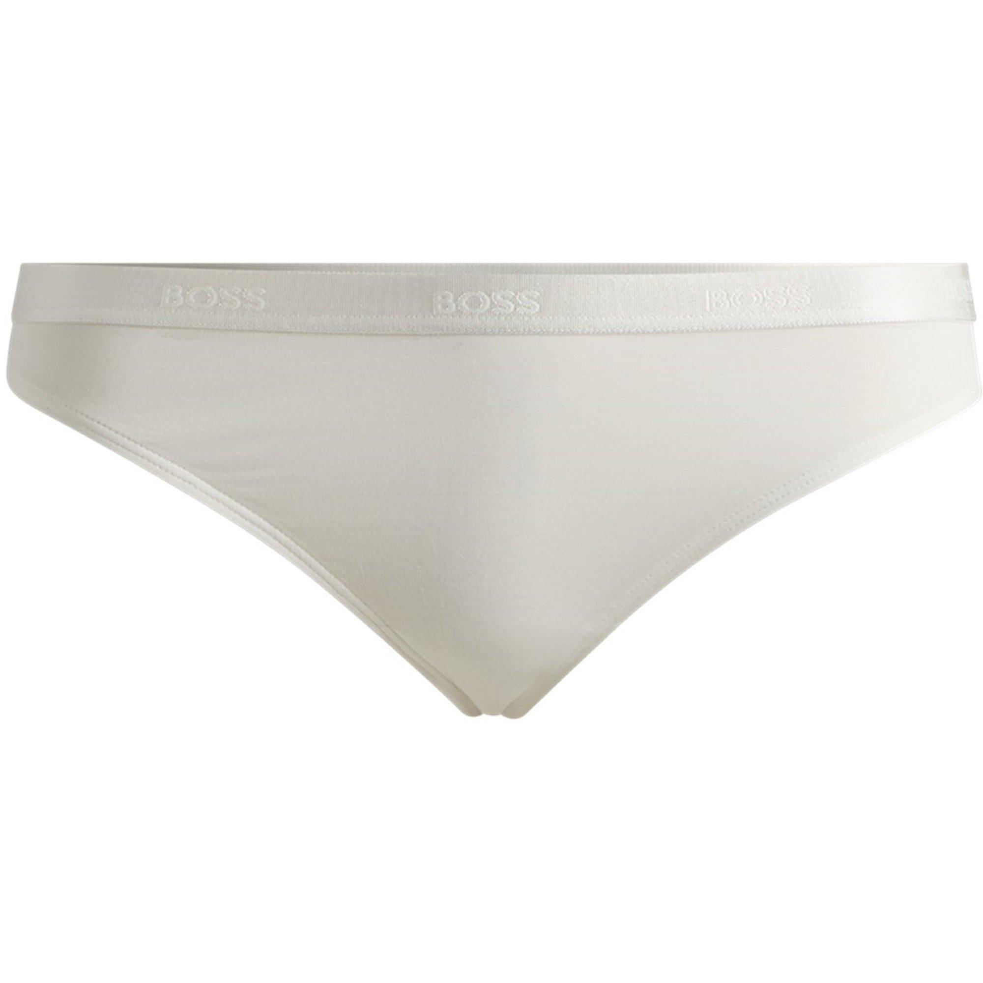 Boss Women's Cotton Thong Brief - Open White - 6 (XS)