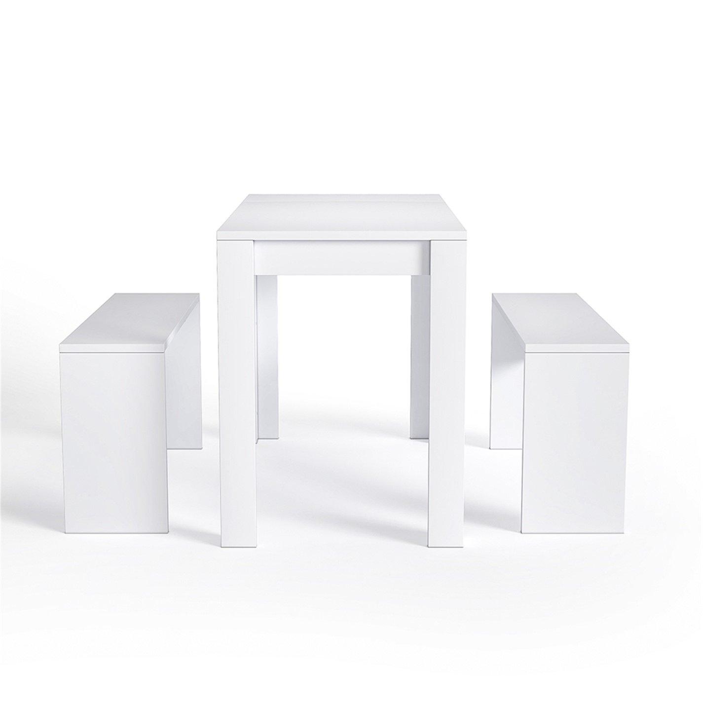 White - Kabinet UK - Modern Dining Table Benches Set - 3