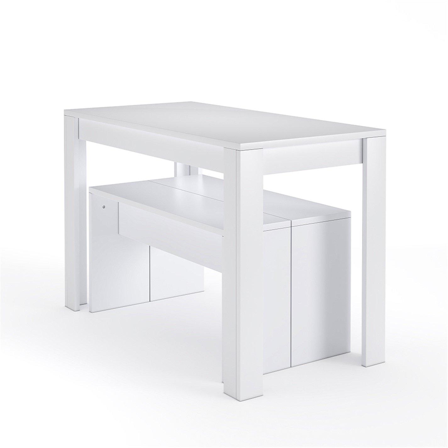 White - Kabinet UK - Modern Dining Table Benches Set - 4