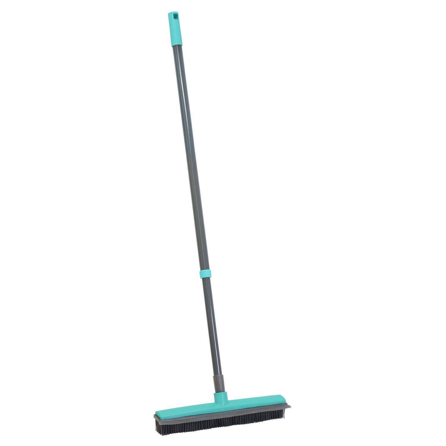 Grey - JVL - Rubber Broom with Telescopic Handle - 1