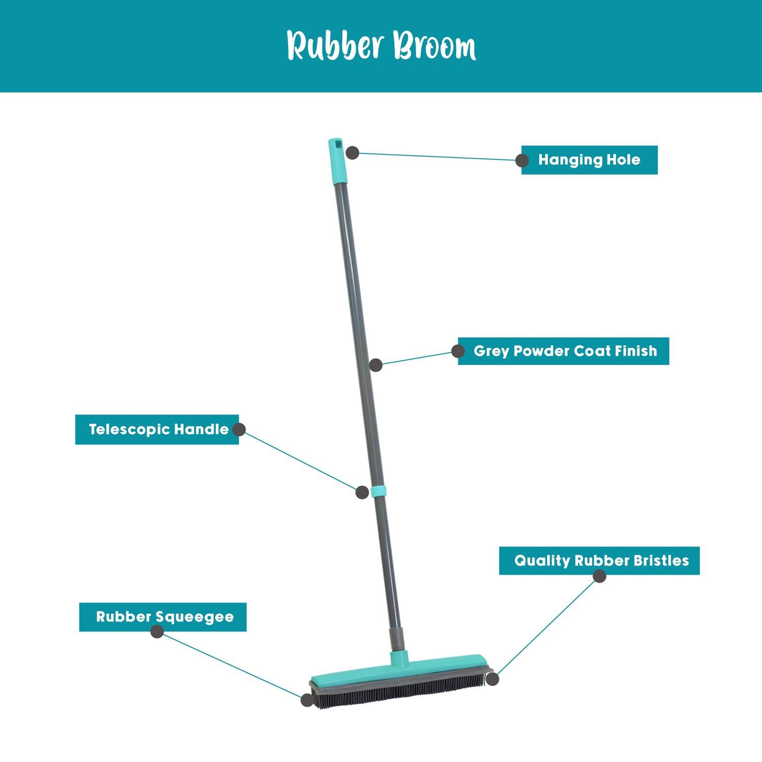 Grey - JVL - Rubber Broom with Telescopic Handle - 6