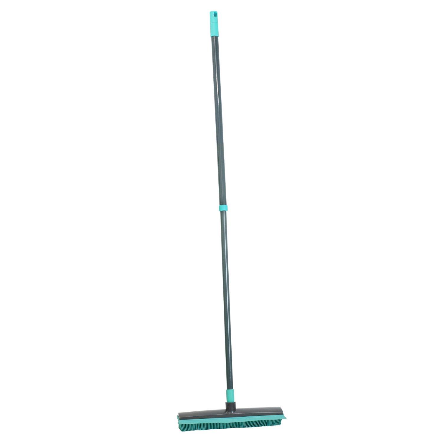 Turquoise - JVL - Rubber Broom with Telescopic Handle - 3