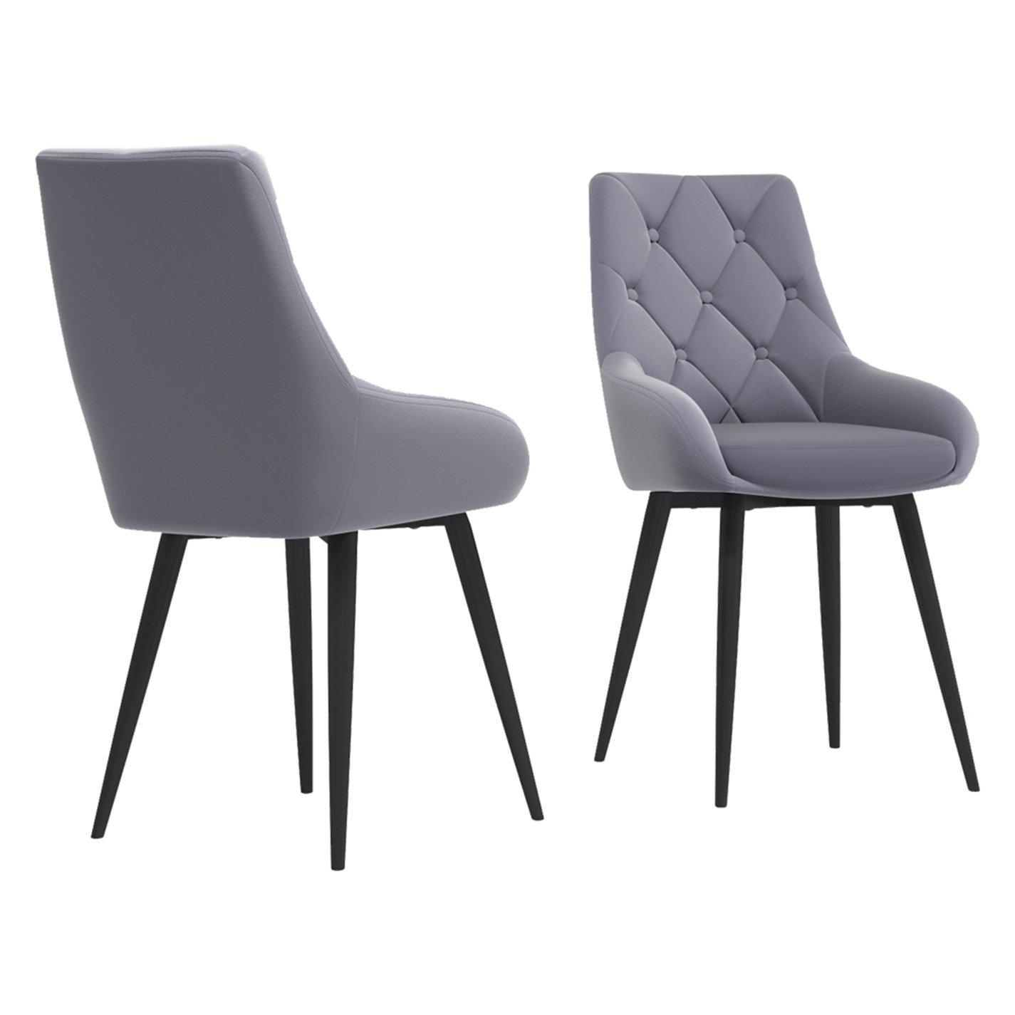 Grey - Kabinet UK - 2 Set Velvet Button Upholstered Dining Chair - 1