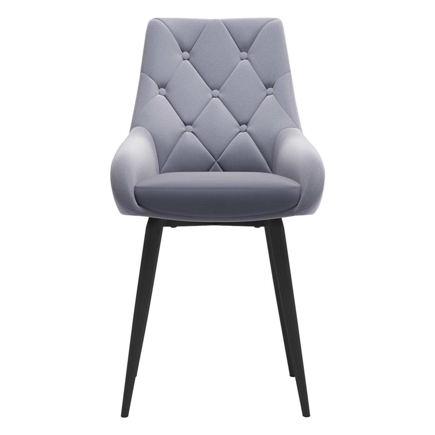 Grey - Kabinet UK - 2 Set Velvet Button Upholstered Dining Chair - 2