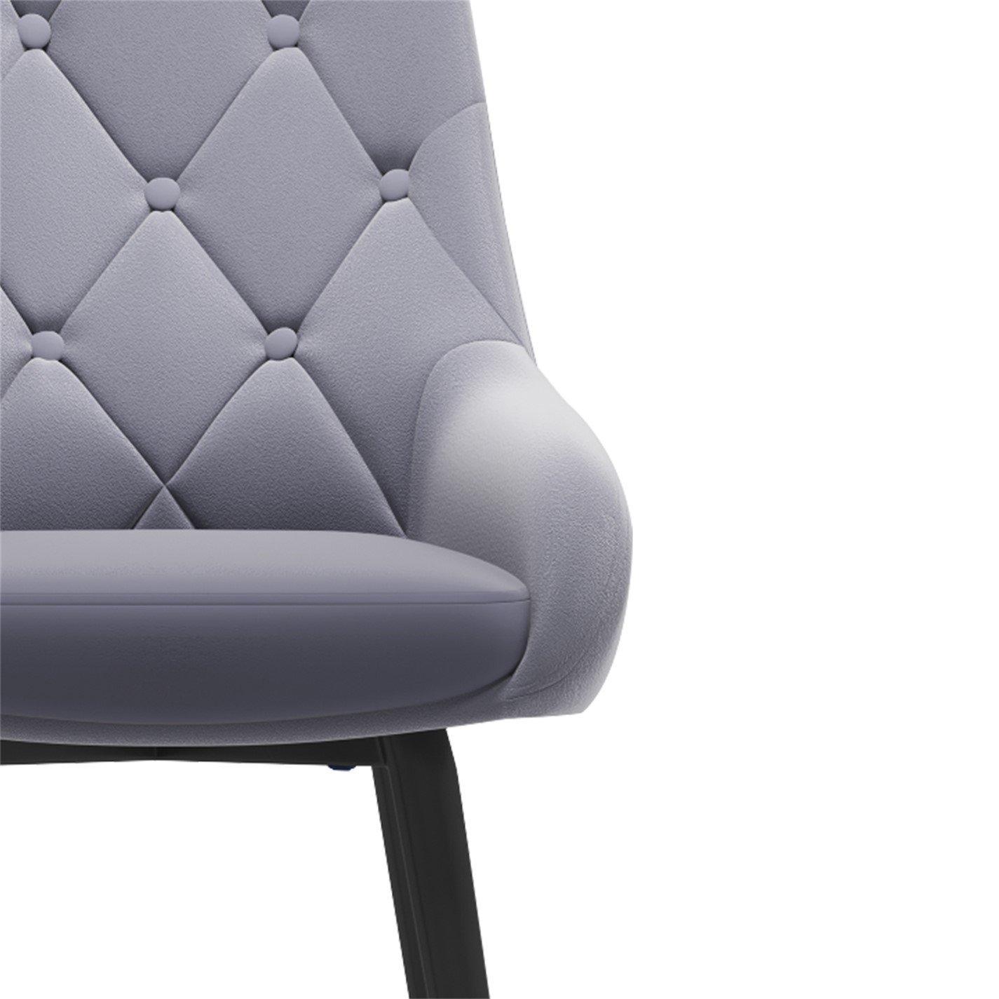 Grey - Kabinet UK - 2 Set Velvet Button Upholstered Dining Chair - 5