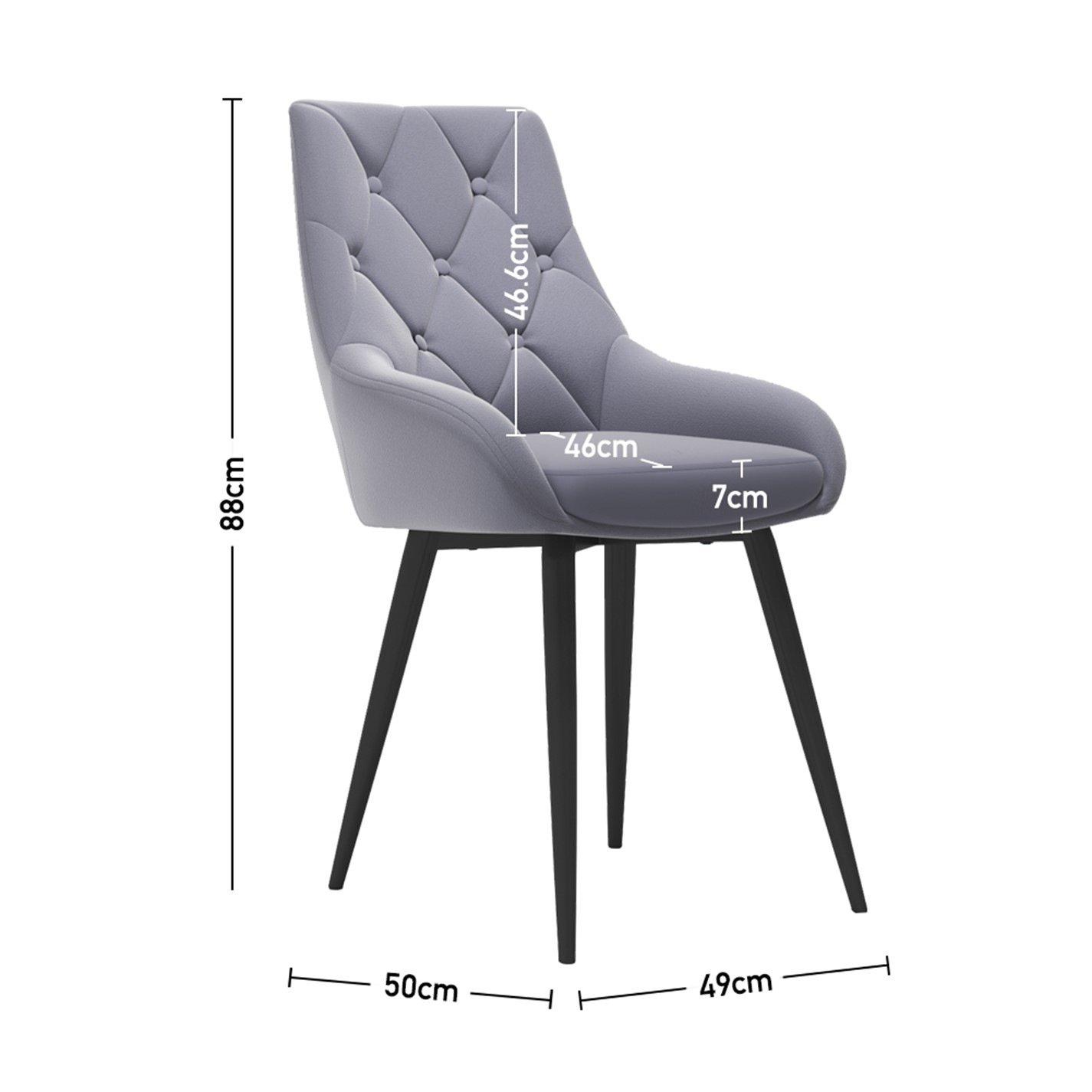 Grey - Kabinet UK - 2 Set Velvet Button Upholstered Dining Chair - 7