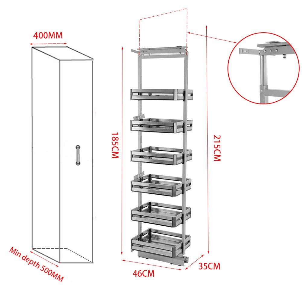 Silver - LIFE IDEAS - Narrow 6-Tier Metal Pull-out Cabinet Basket