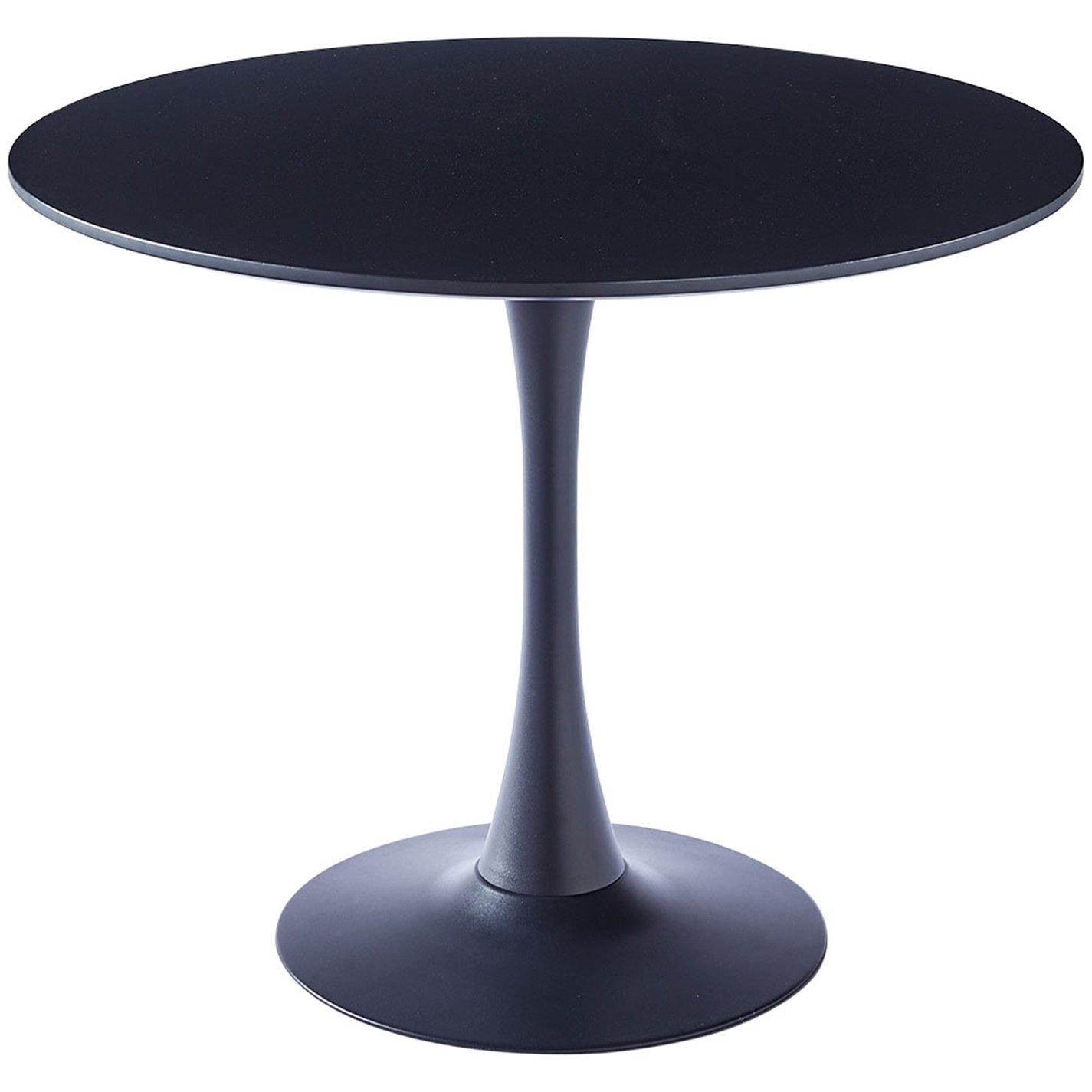 Black - Kabinet UK - Modern Round Wooden Table with Base - 3
