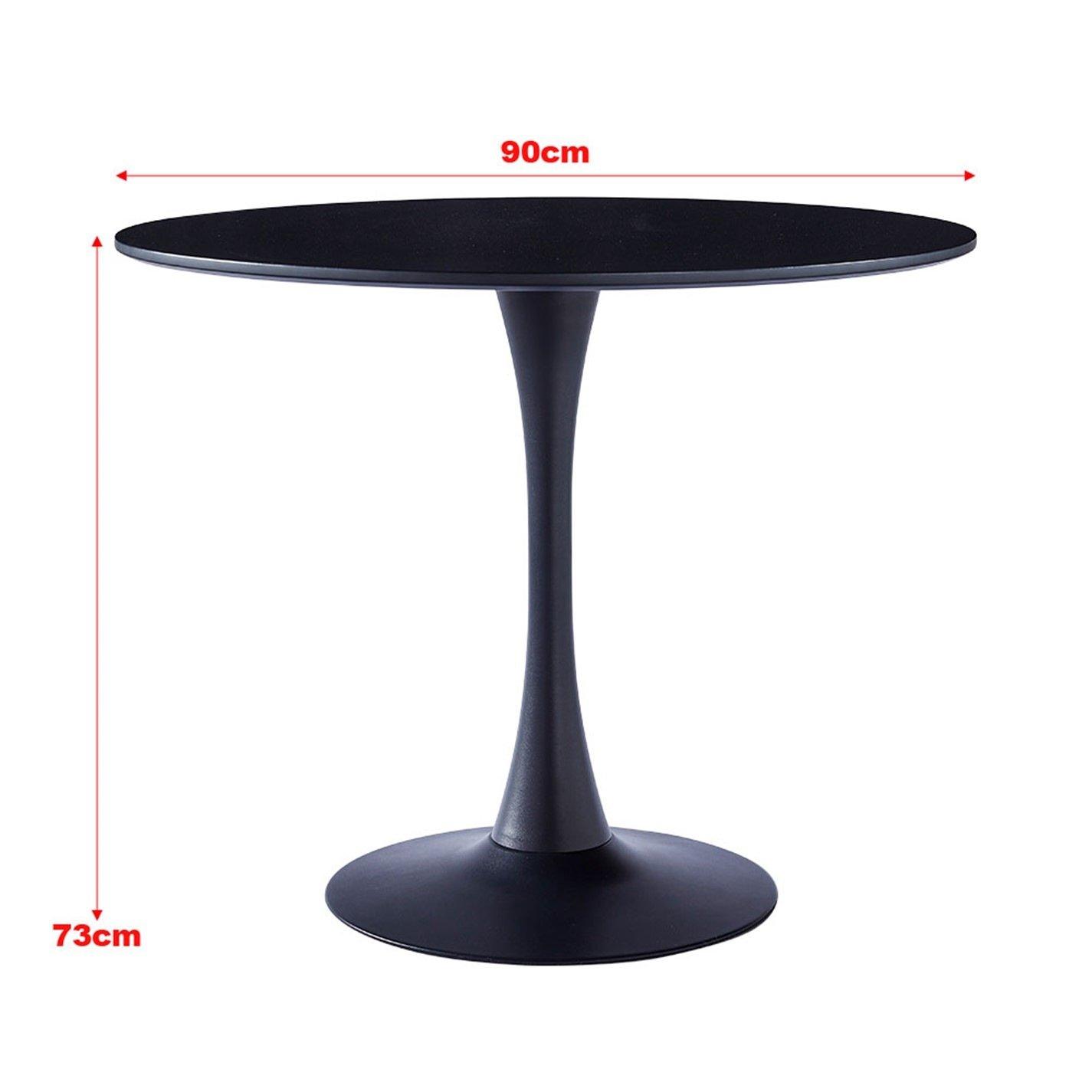 Black - Kabinet UK - Modern Round Wooden Table with Base - 8