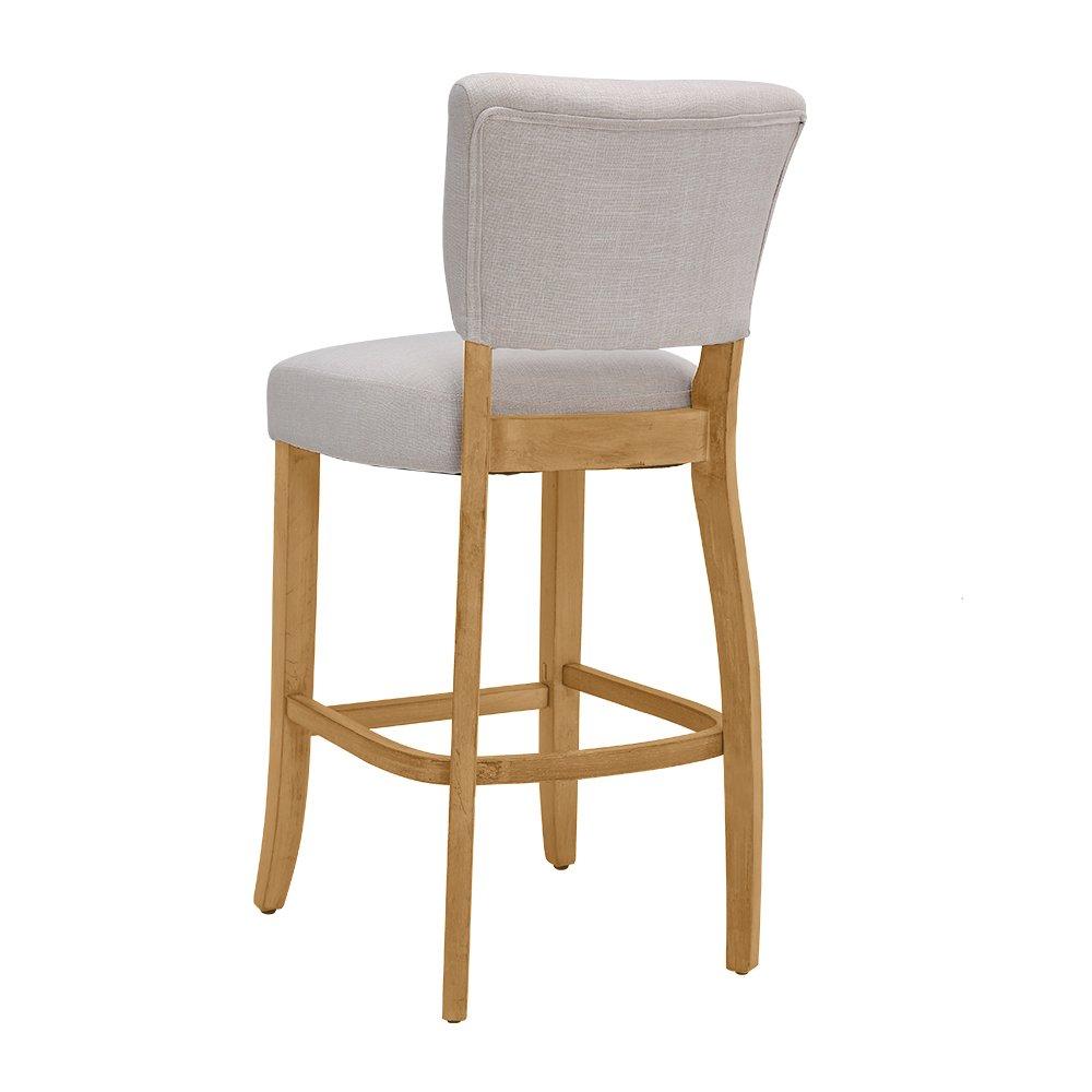 Beige - Kabinet UK - 2 Set Linen Upholstered High Bar Stool - 5