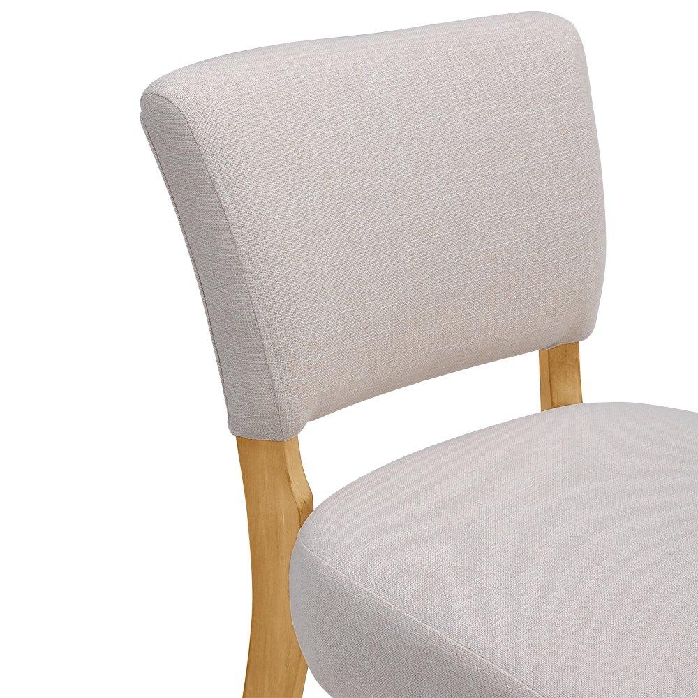 Beige - Kabinet UK - 2 Set Linen Upholstered High Bar Stool - 6