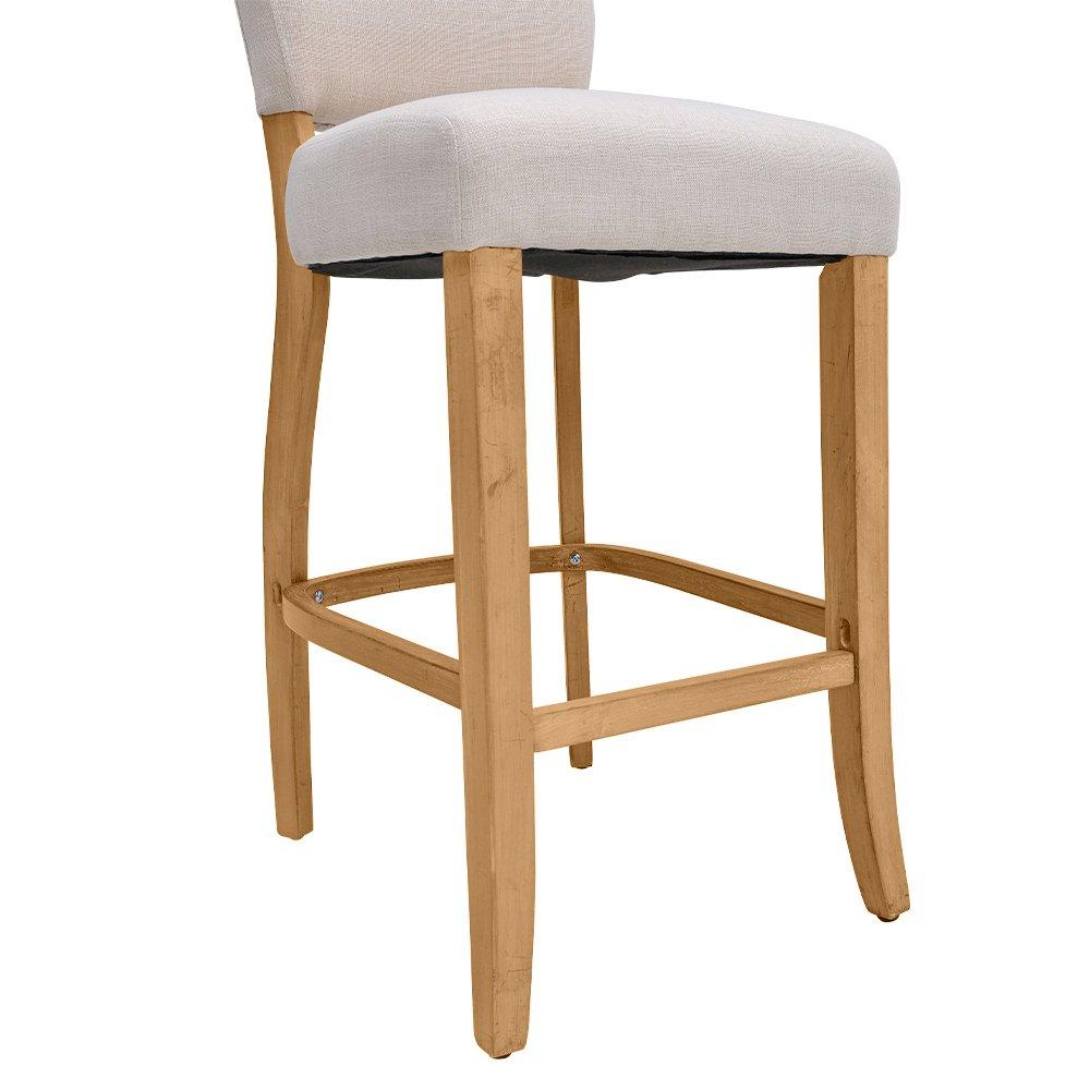 Beige - Kabinet UK - 2 Set Linen Upholstered High Bar Stool - 8