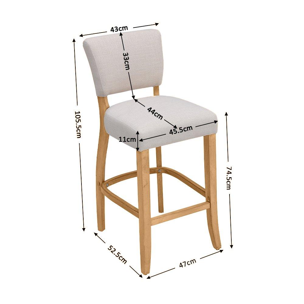 Beige - Kabinet UK - 2 Set Linen Upholstered High Bar Stool - 9