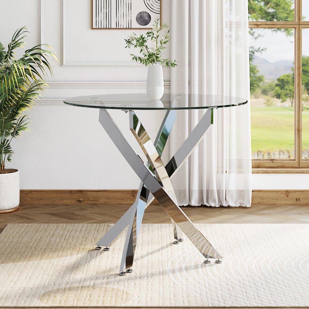 Silver - Kabinet UK - Modern Tempered Glass Coffee Table - 1