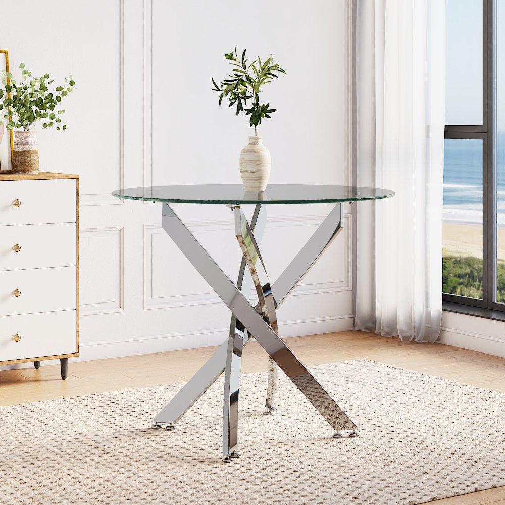 Silver - Kabinet UK - Modern Tempered Glass Coffee Table - 2