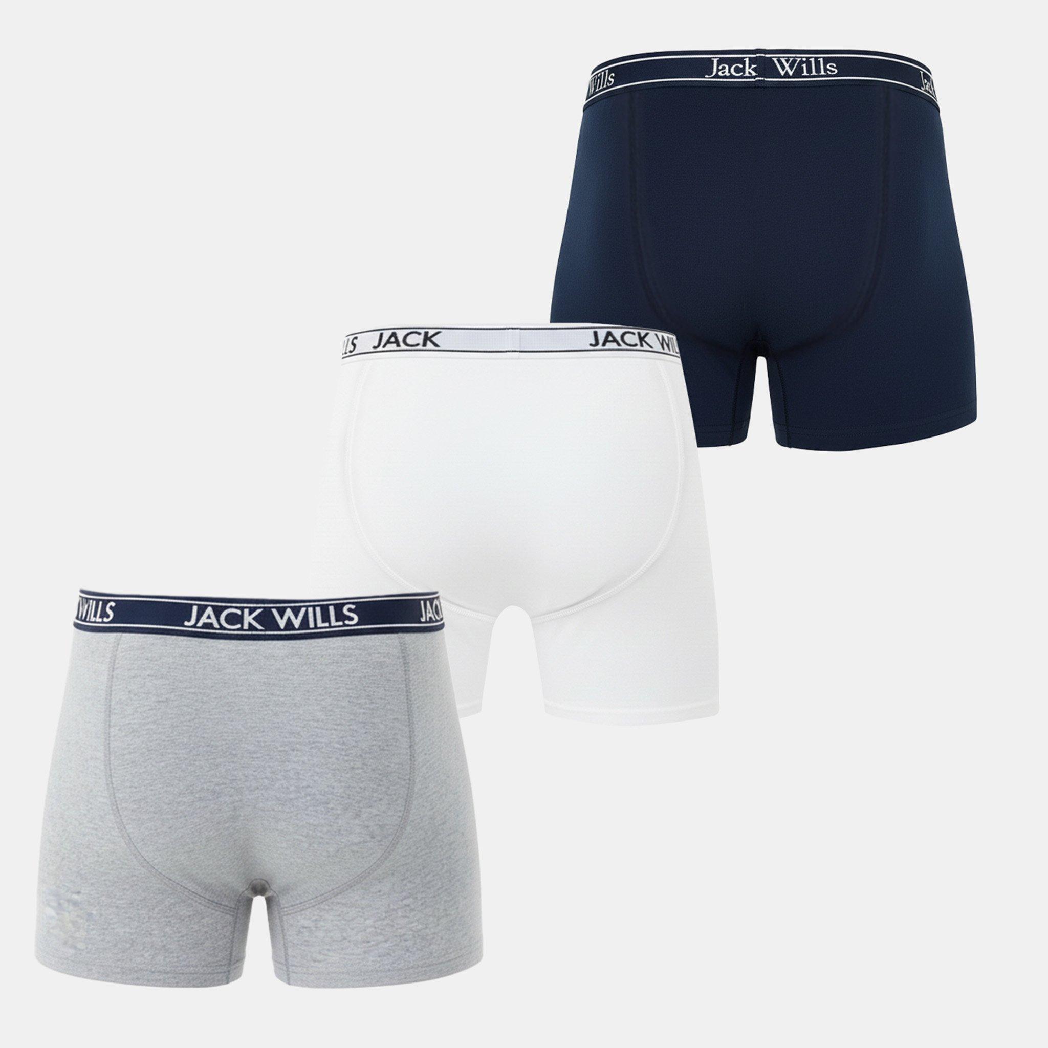 Grey/White/Navy - Jack Wills - JW Daundley Boxers 3 Pack Mens - 2