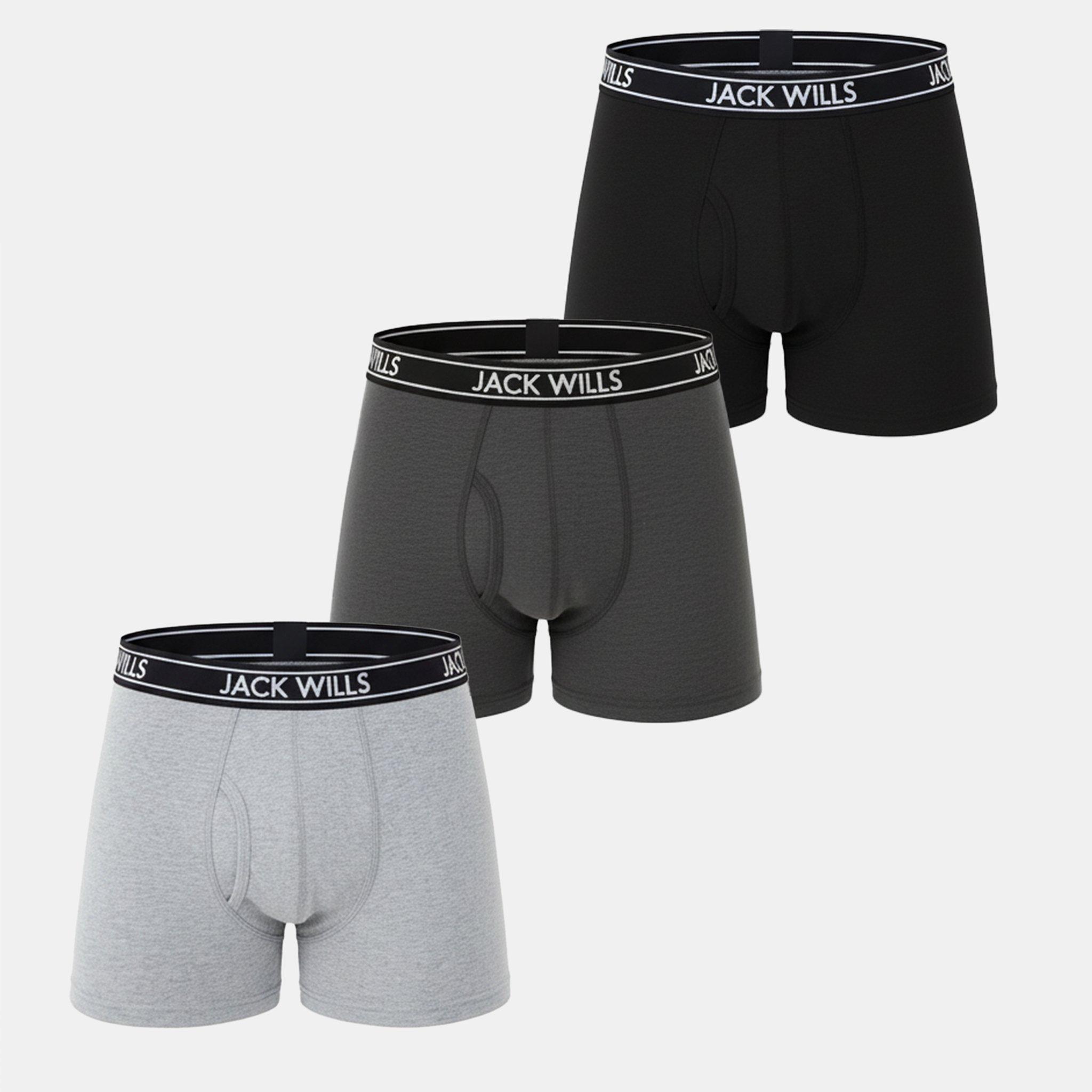 Jack Wills Men's Jw Daundley Boxers 3 Pack - Char/Grey/Black - X Small