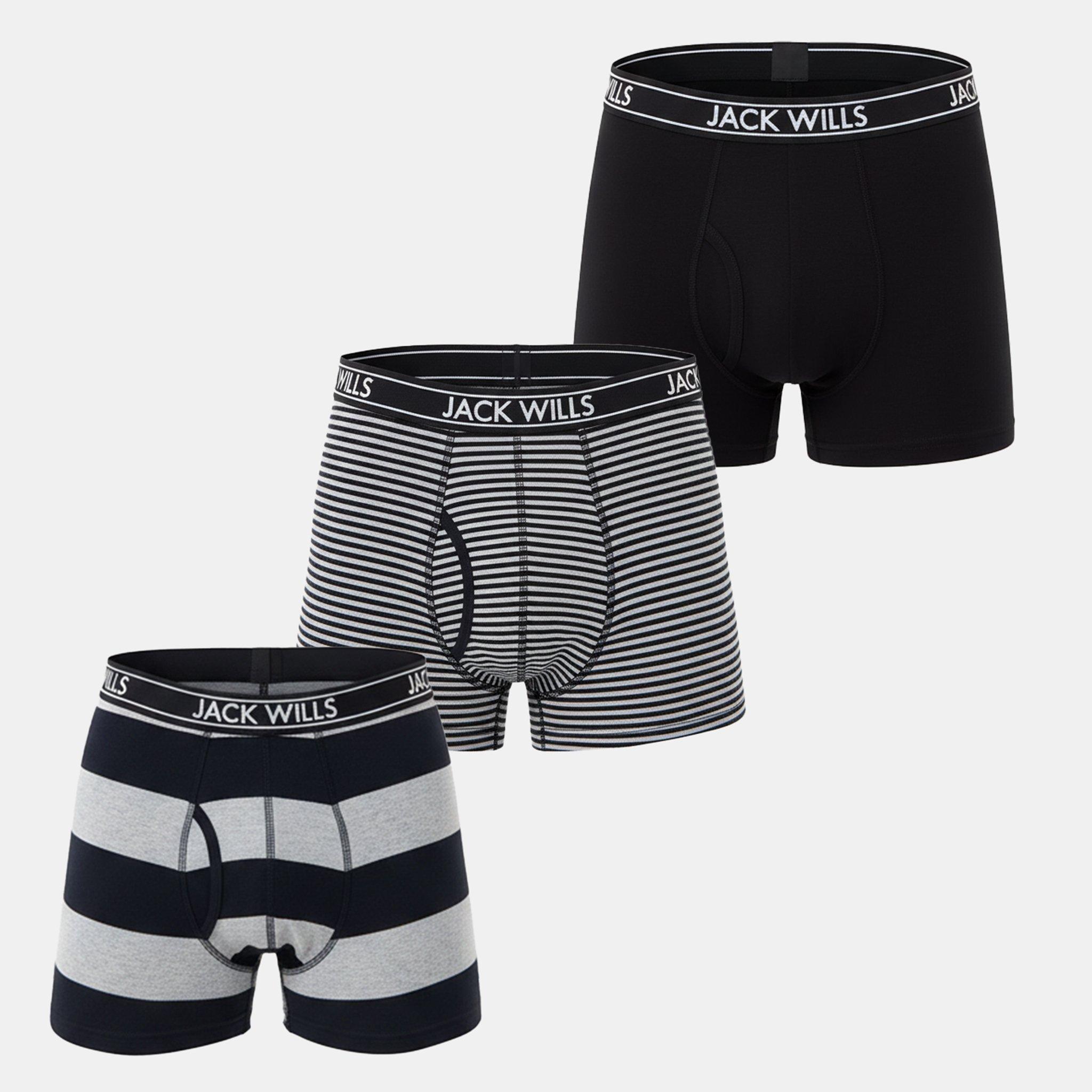 Jack Wills Men's Jw Daundley Boxers 3 Pack - Black Stripe - X Small