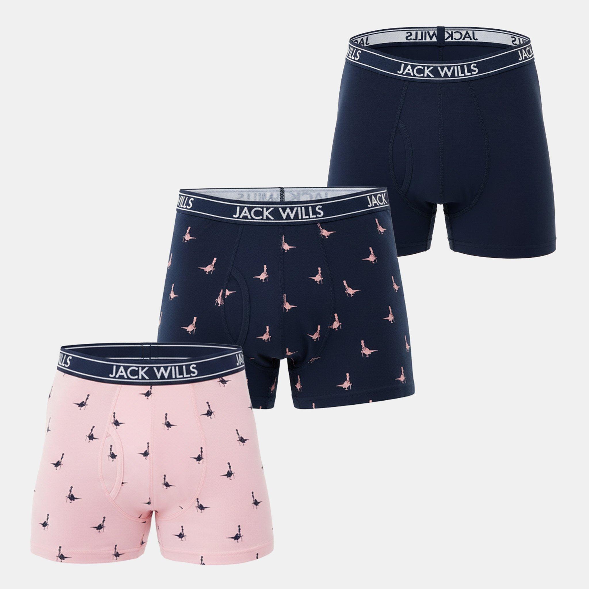 Jack Wills Men's Jw Daundley Boxers 3 Pack - Pink/Navy Aop - X Small