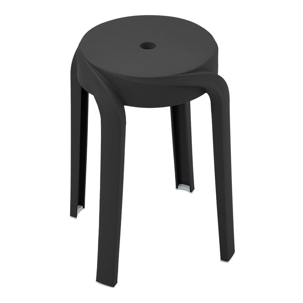 Black - Kabinet UK - 10 Set Plastic Stackable Round Stools - 1