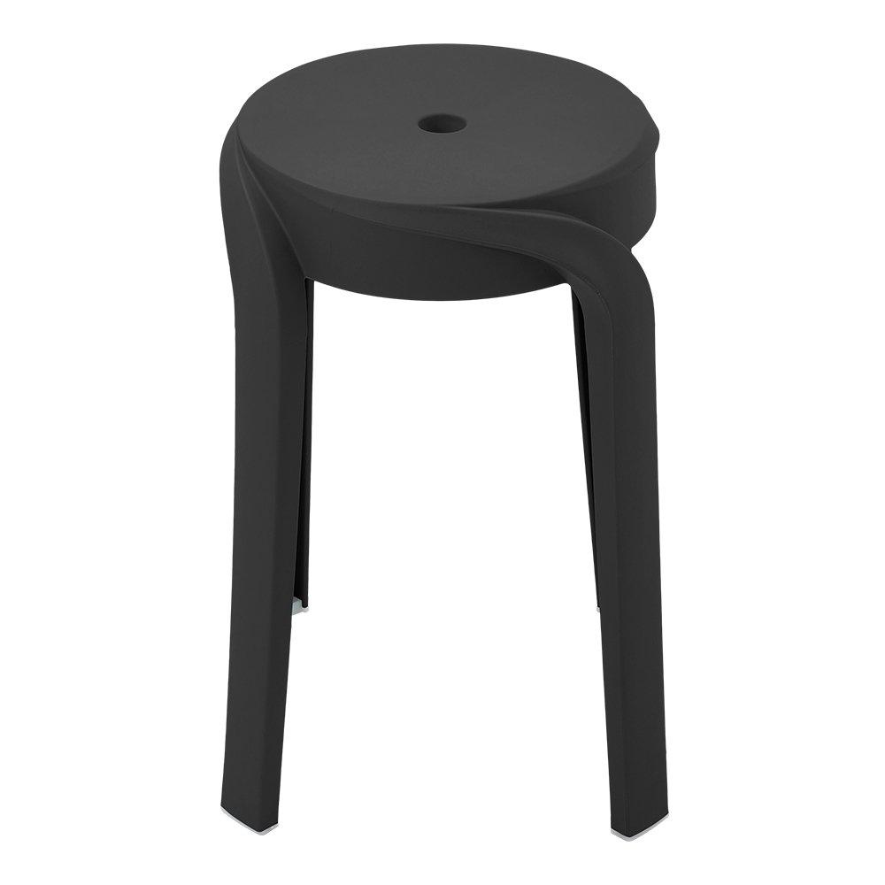 Black - Kabinet UK - 10 Set Plastic Stackable Round Stools - 2