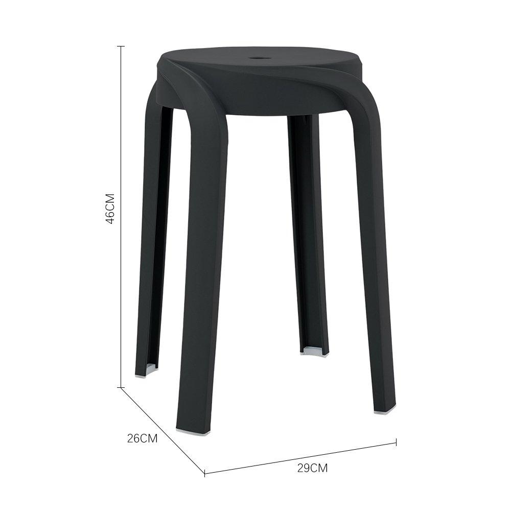 Black - Kabinet UK - 10 Set Plastic Stackable Round Stools - 7